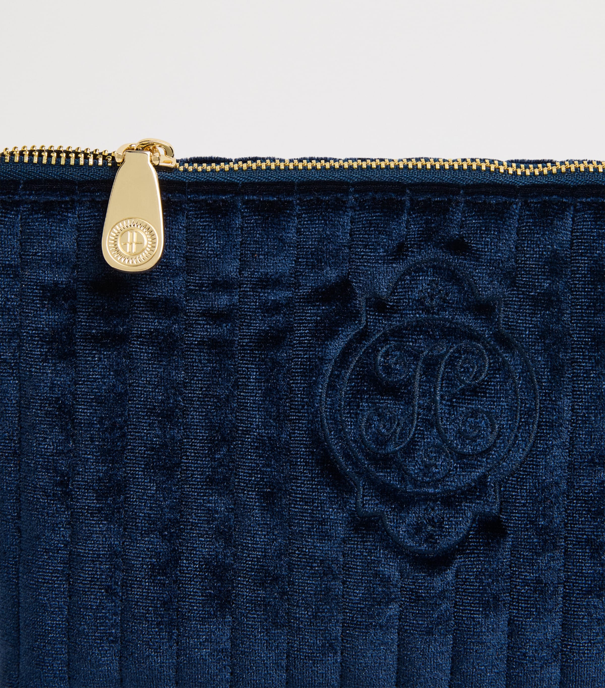 Harrods Small Velvet Partridge Wash Bag Navy Image 4