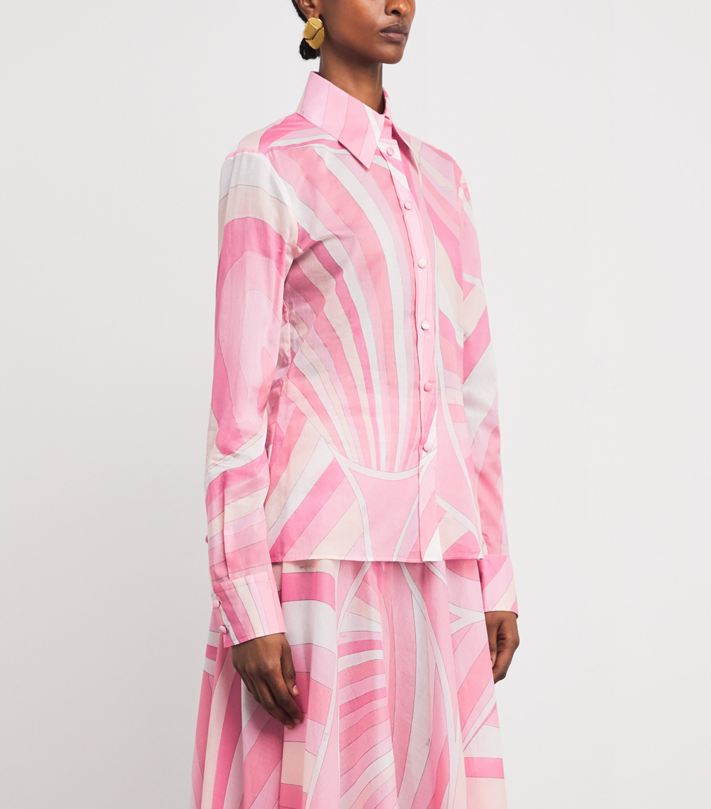 PUCCI Womens Cotton Printed Blouse Rosa Image 3