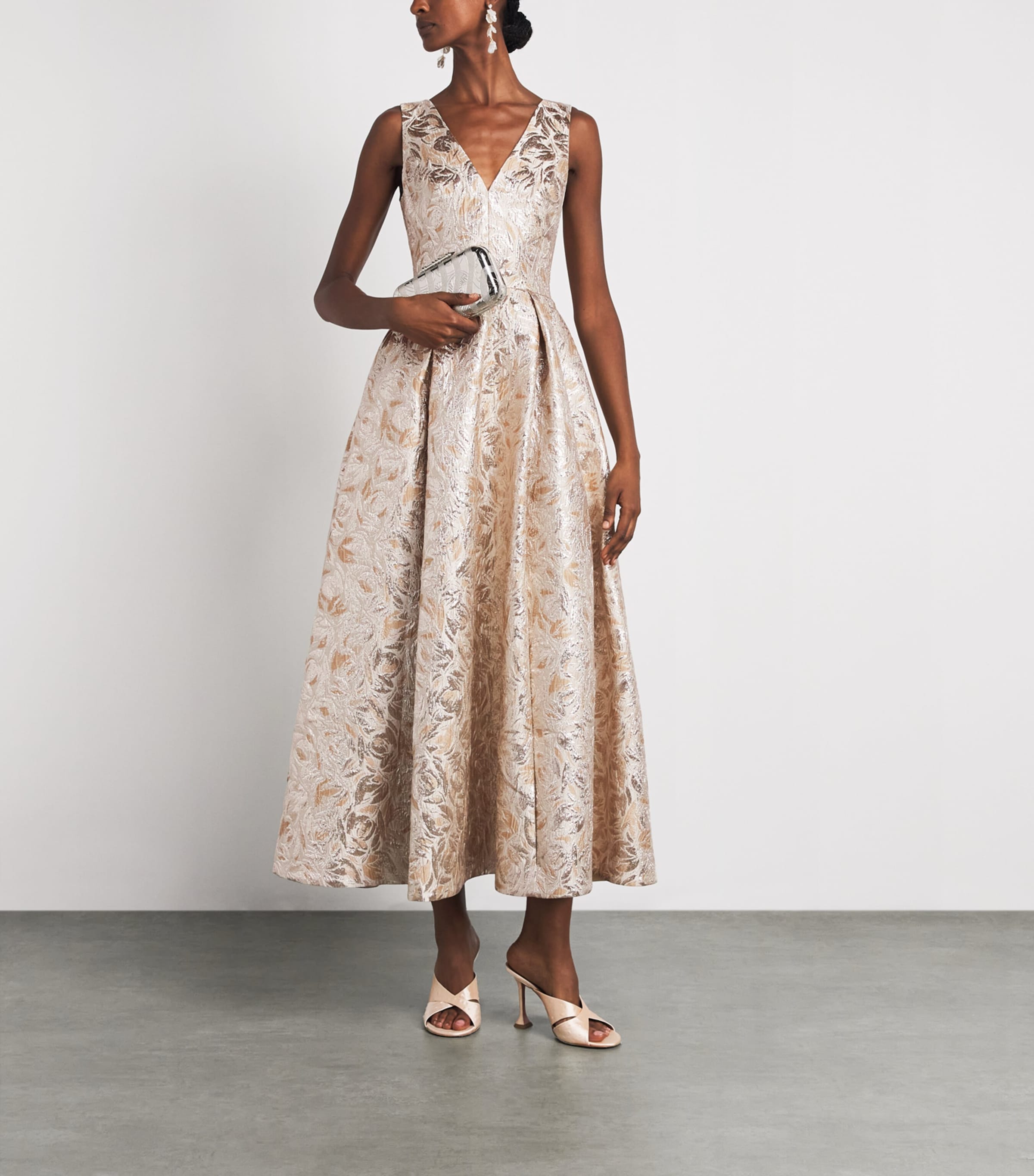 Huishan Zhang Womens Omaya Midi Dress Gold Image 2