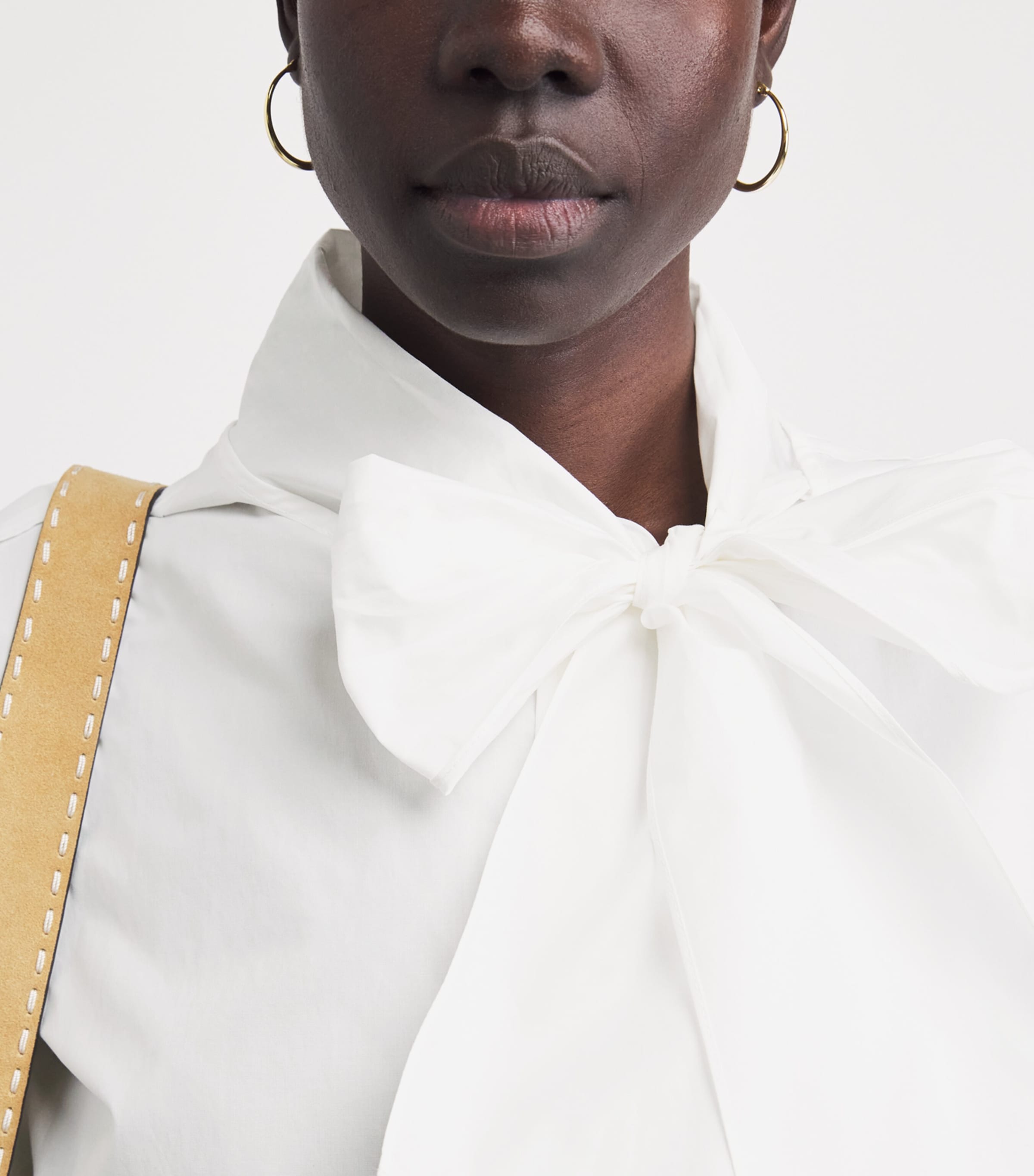 Claudie Pierlot Womens Cotton Pussy-Bow Blouse White Image 3