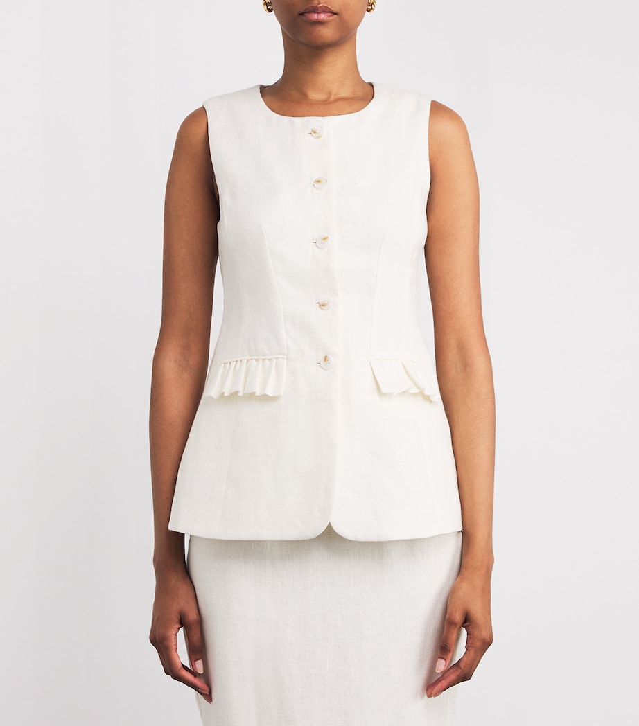 Linen Matilda Tailored Top CREAM Image 3