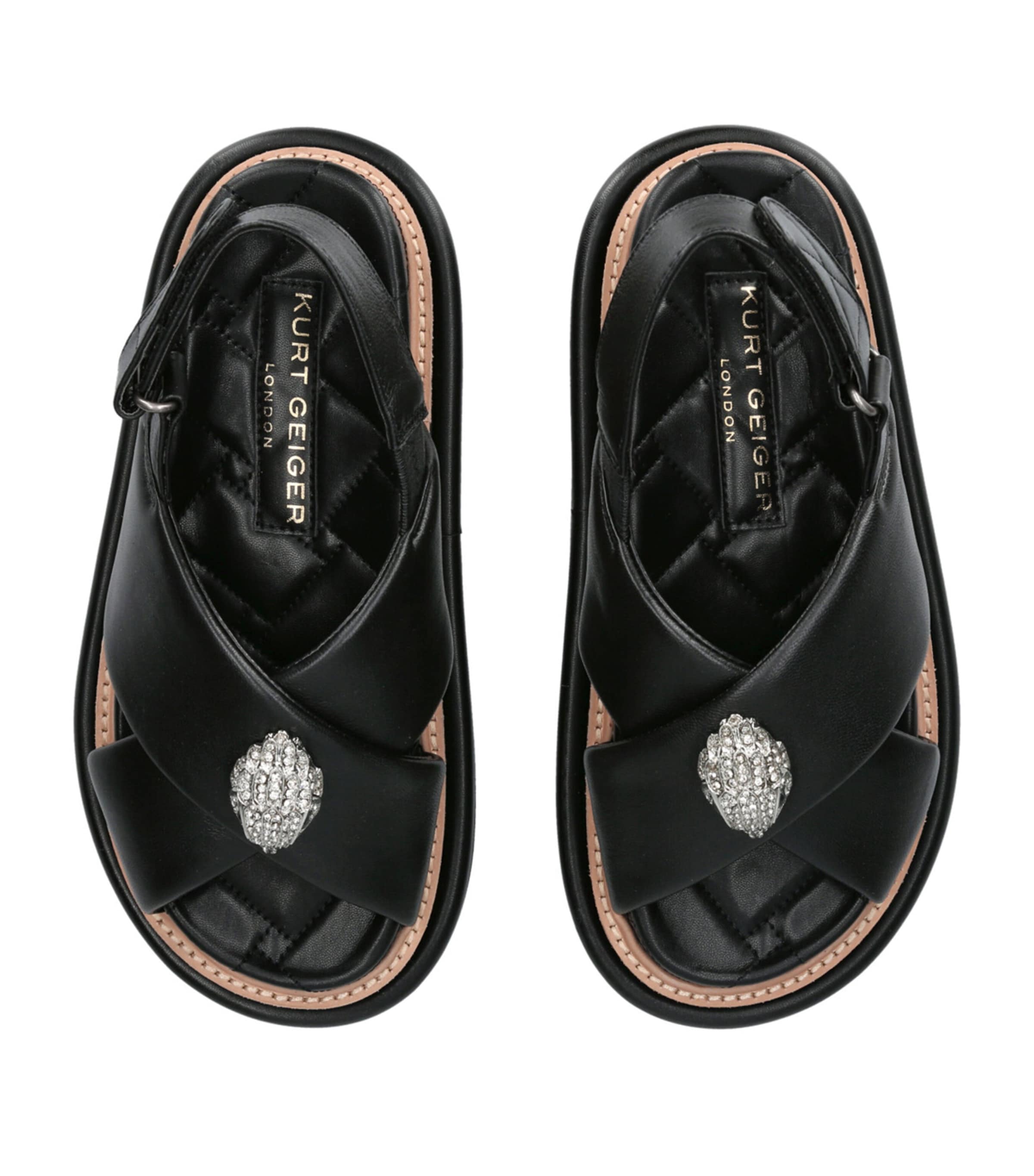 Kurt Geiger London Leather Orson Cross-Strap Sandals Black Image 4