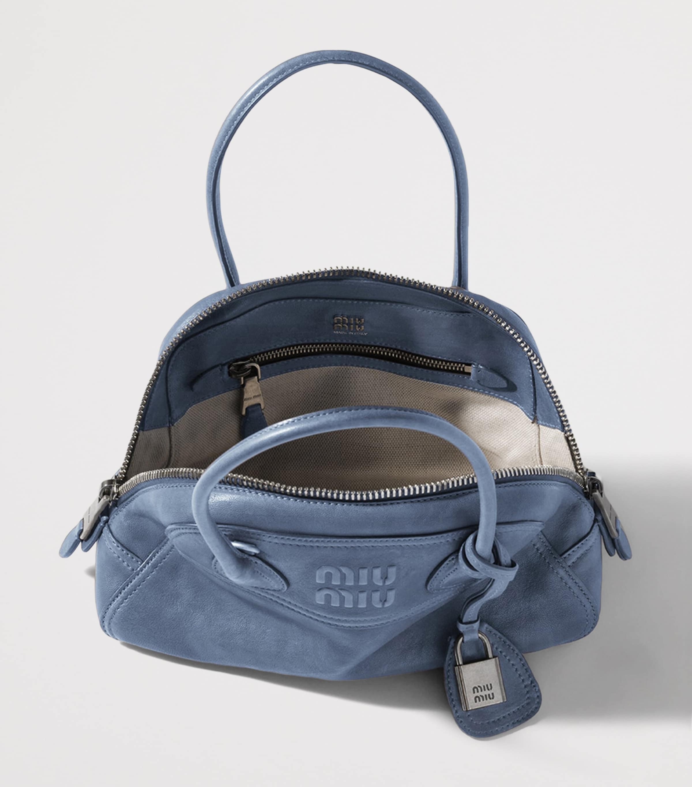 Miu Miu Nappa Leather Vivant Top-Handle Bag Blue Image 4