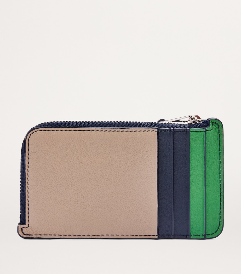 Calfskin Puzzle Edge Coin Card Holder SAND/TROPICAL GREEN Image 2