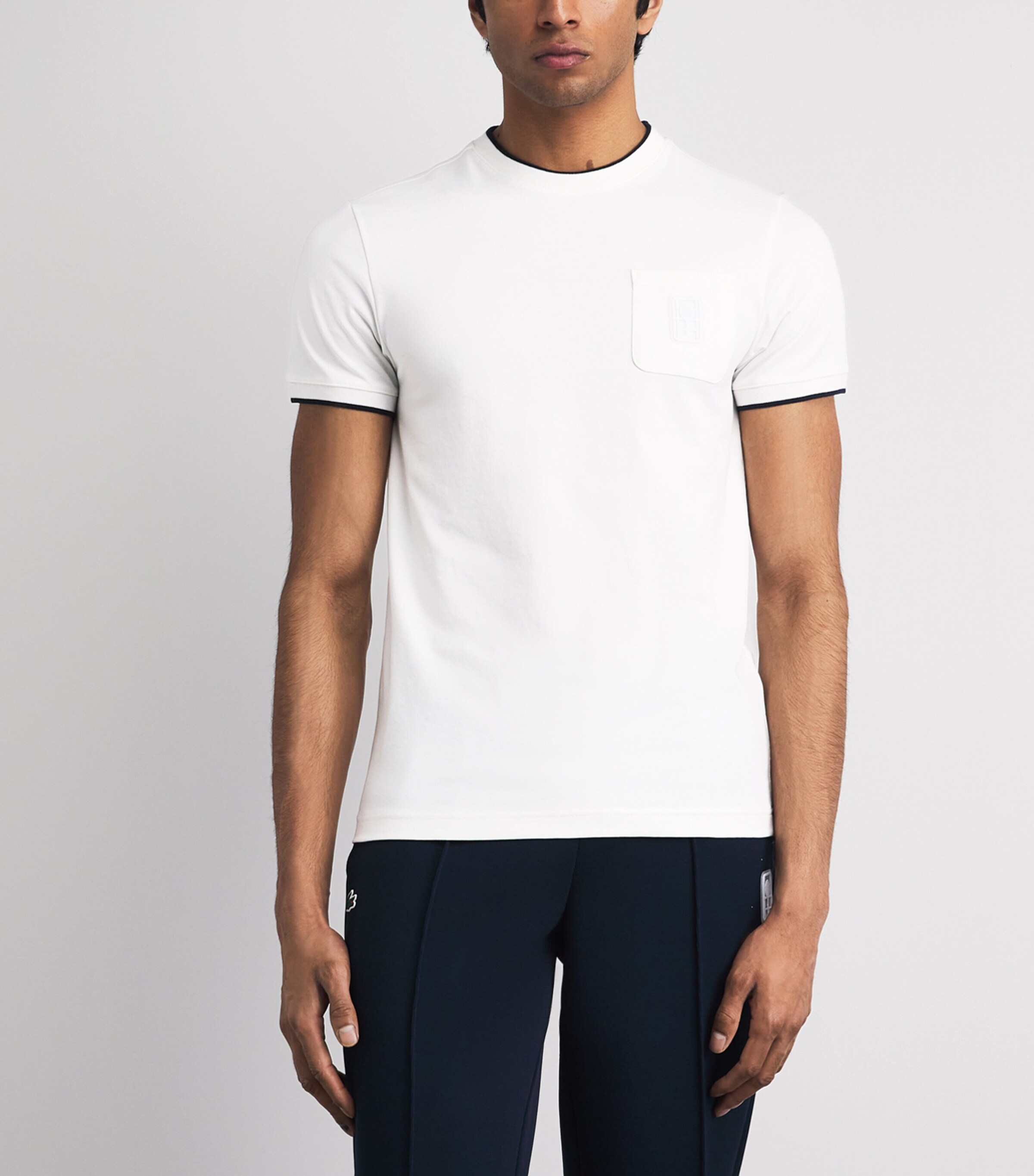 Lacoste Mens Contrast-Trim Pocket T-Shirt White Image 4