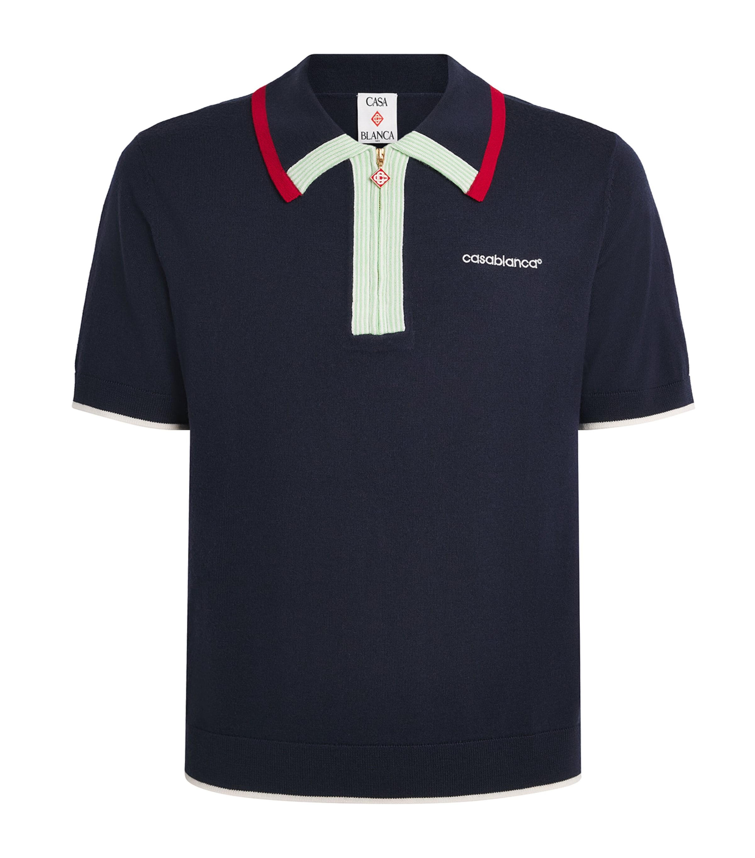 Casablanca Mens Merino Polo Sweater Navy Image 1