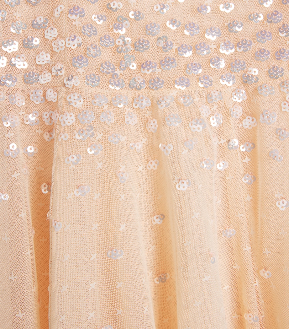 Needle & Thread Tulle Sunrise Sequin Short Cape Dress (4-6 Years) Apricot Blush Image 3