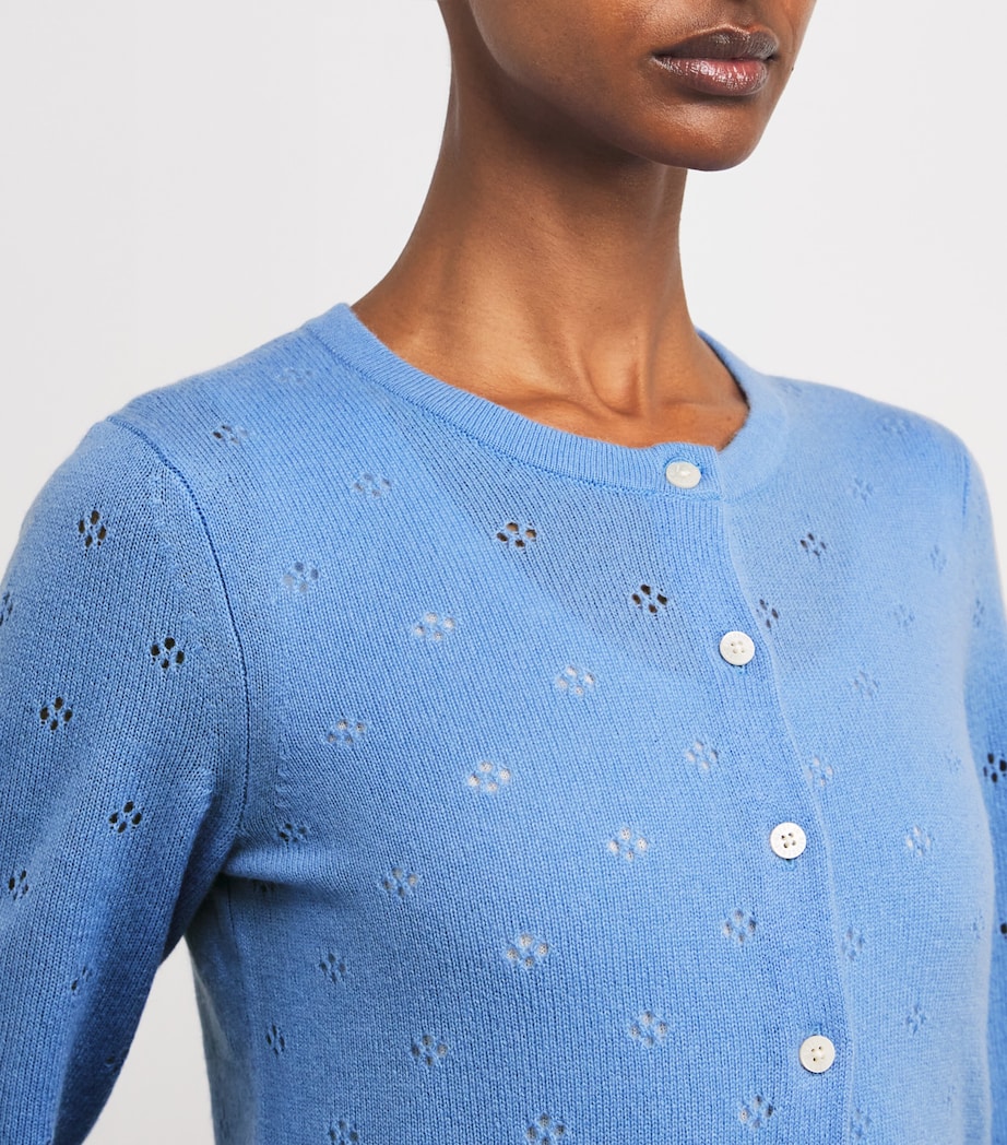 Guest In Residence Womens Cashmere Pointelle Jane Cardigan French Blue Image 6