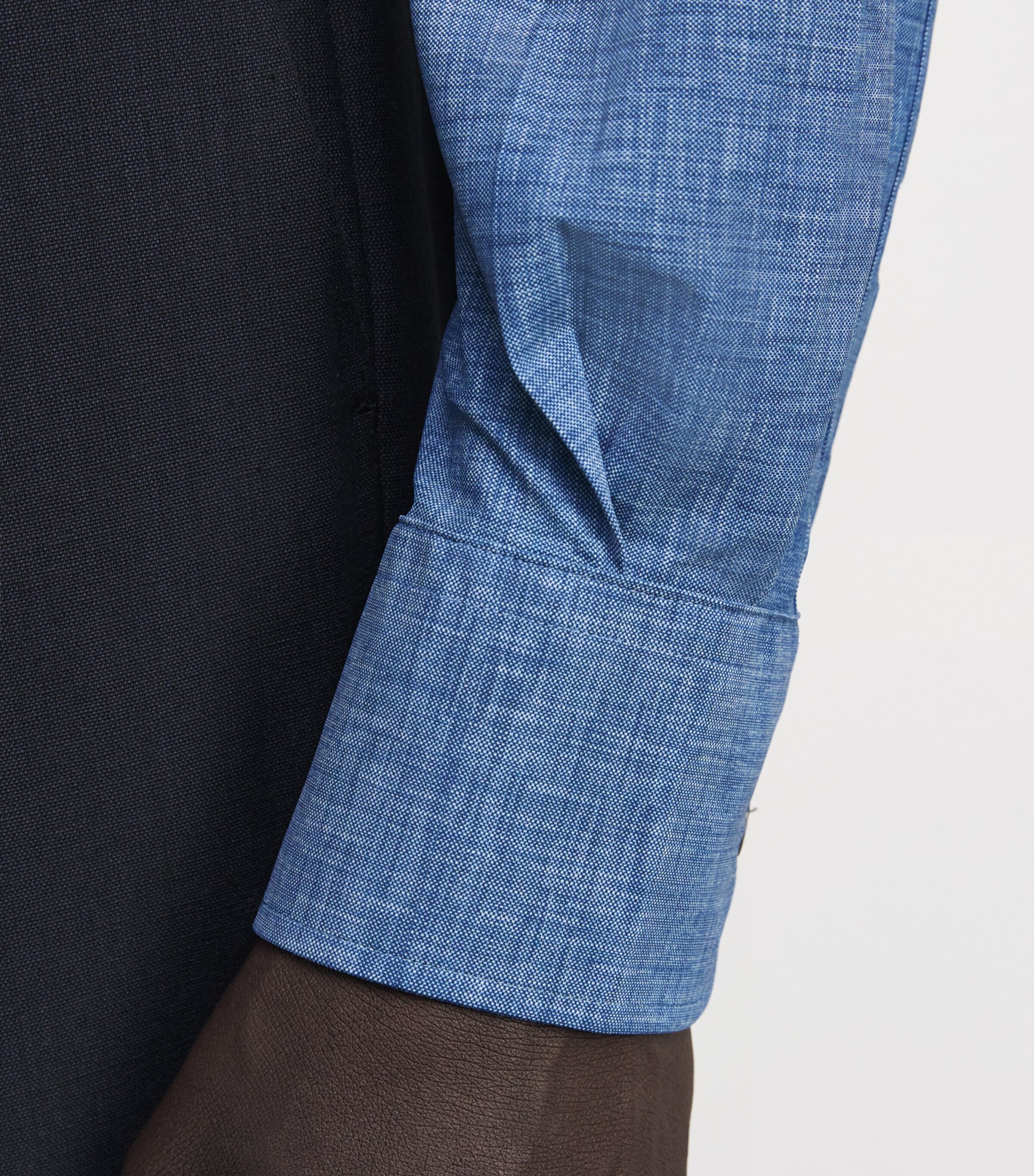 Corneliani Mens Textured Weave Shirt Drk Ceruol Brigh Image 6