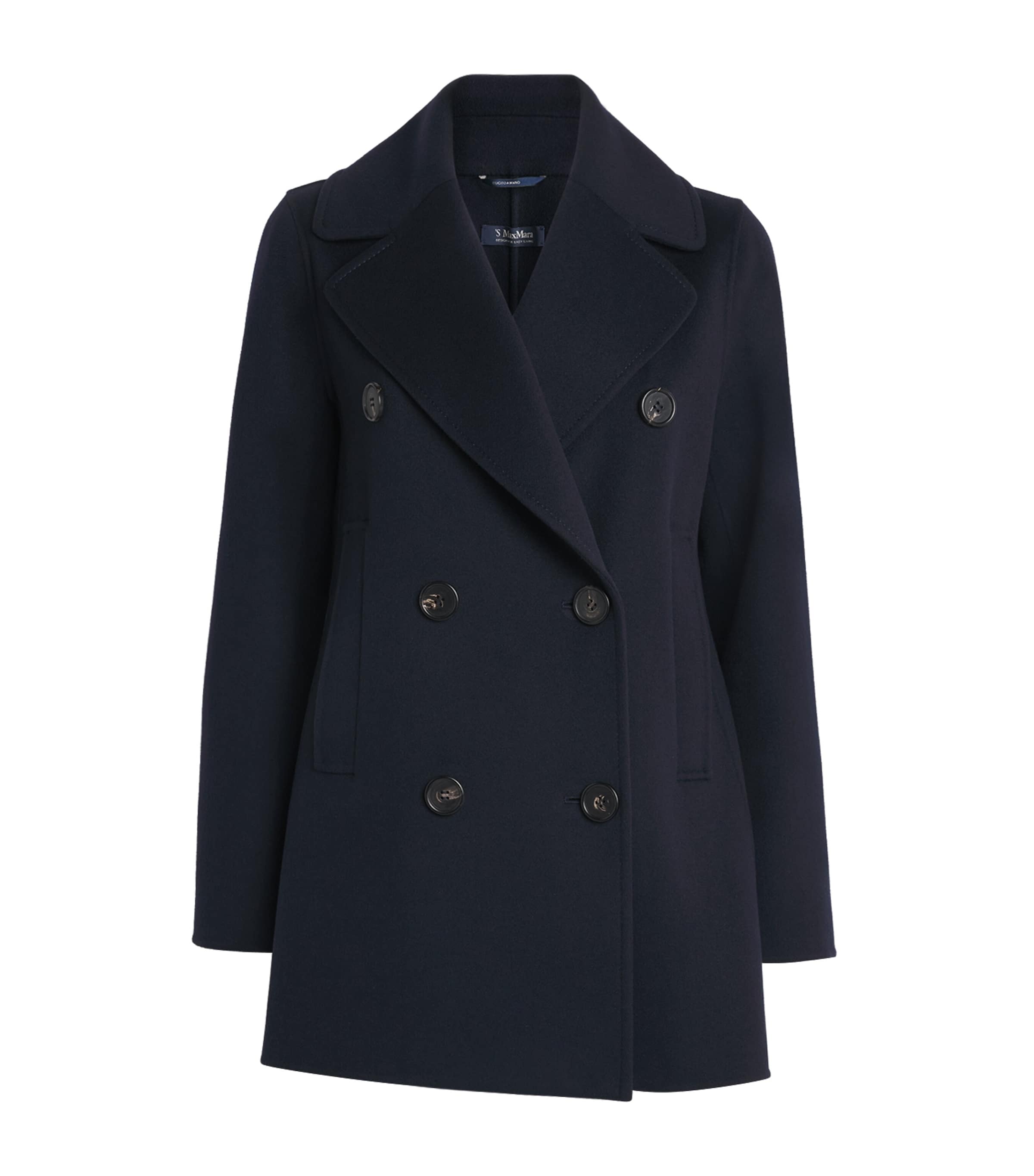Max Mara Wool Double-breasted Coat In Blue