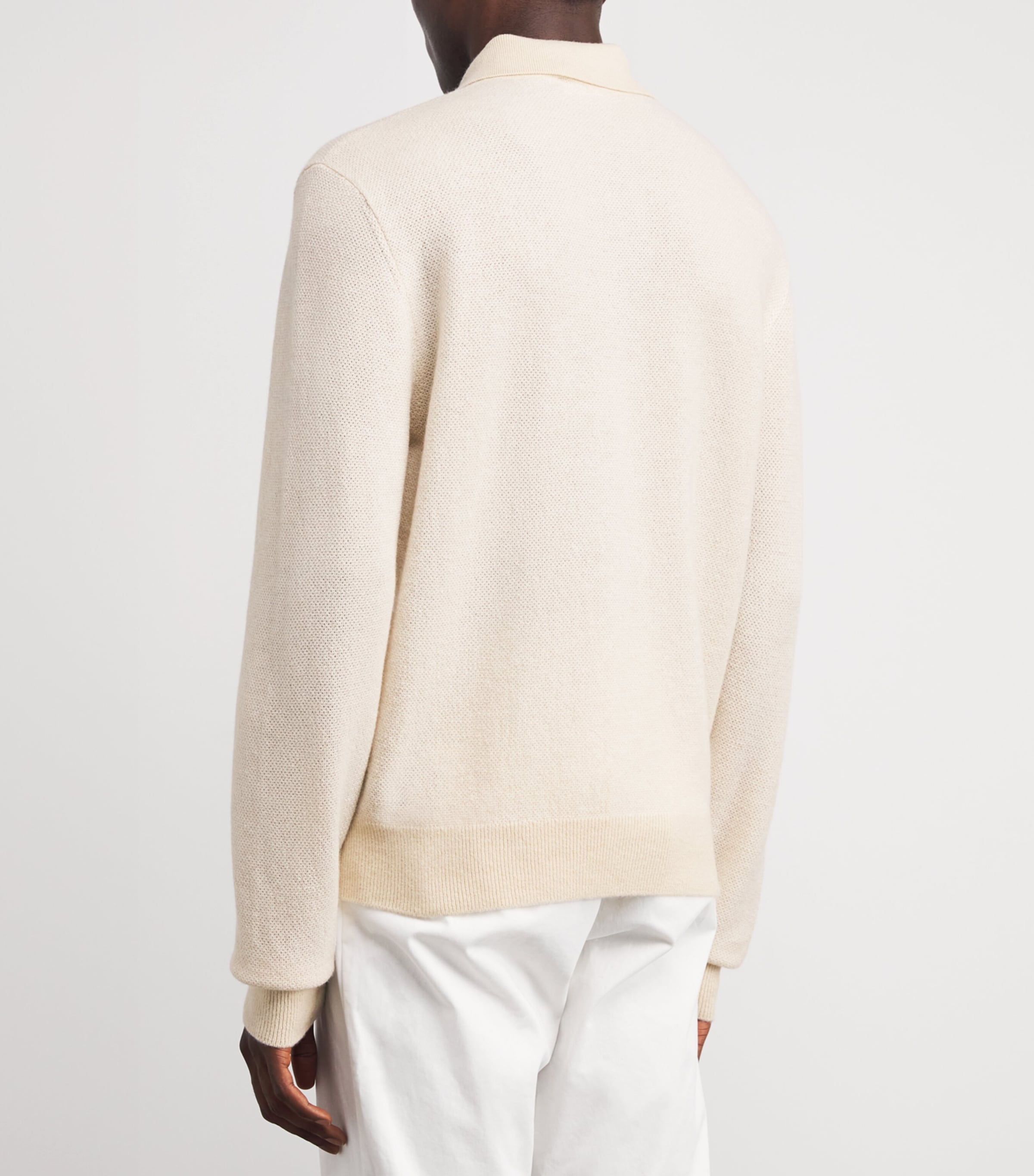 Ralph Lauren Purple Label Mens Cashmere Polo Sweater White Mu Image 4