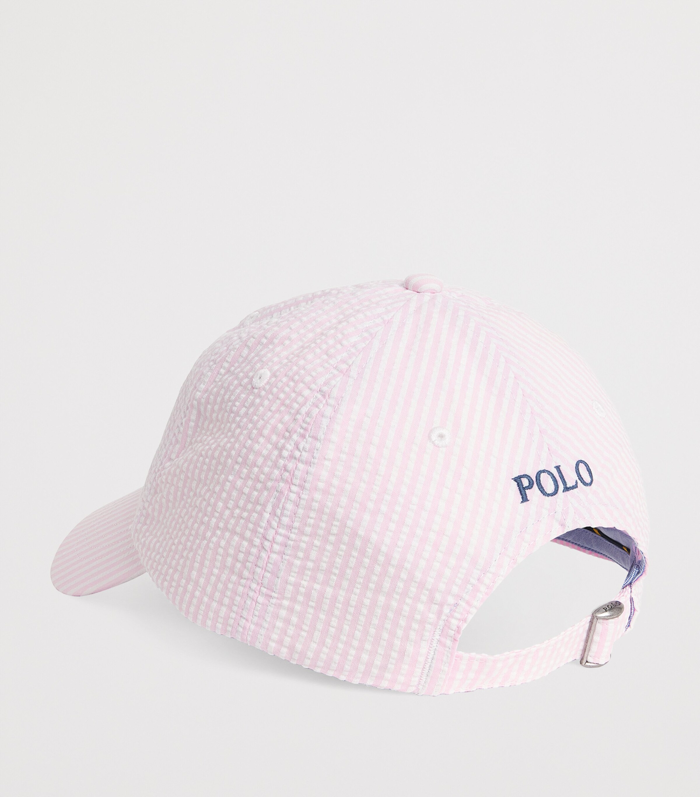 Seersucker Polo Pony Baseball Cap PINK Image 3