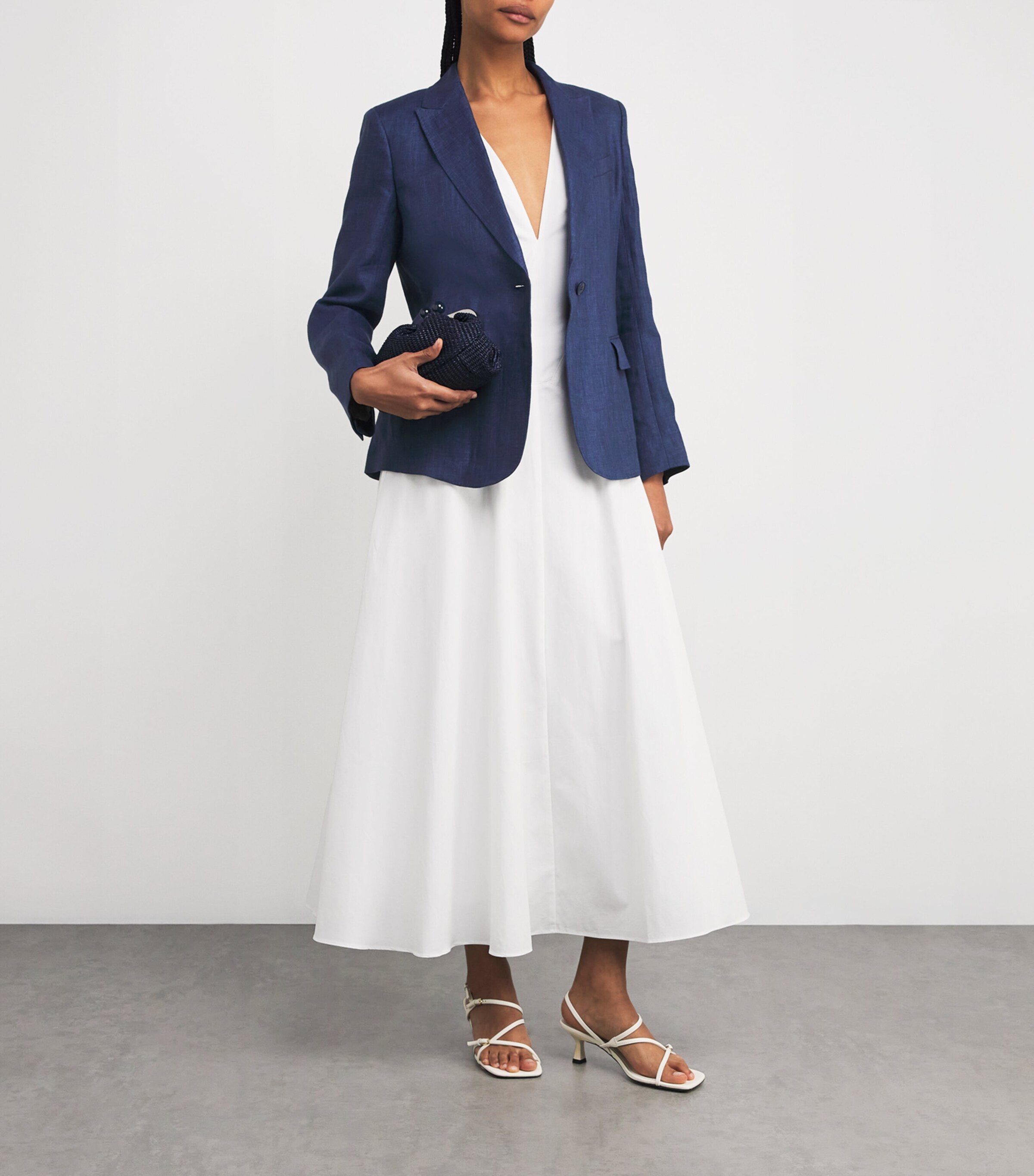 Linen Single-Breasted Blazer NAVY Image 2