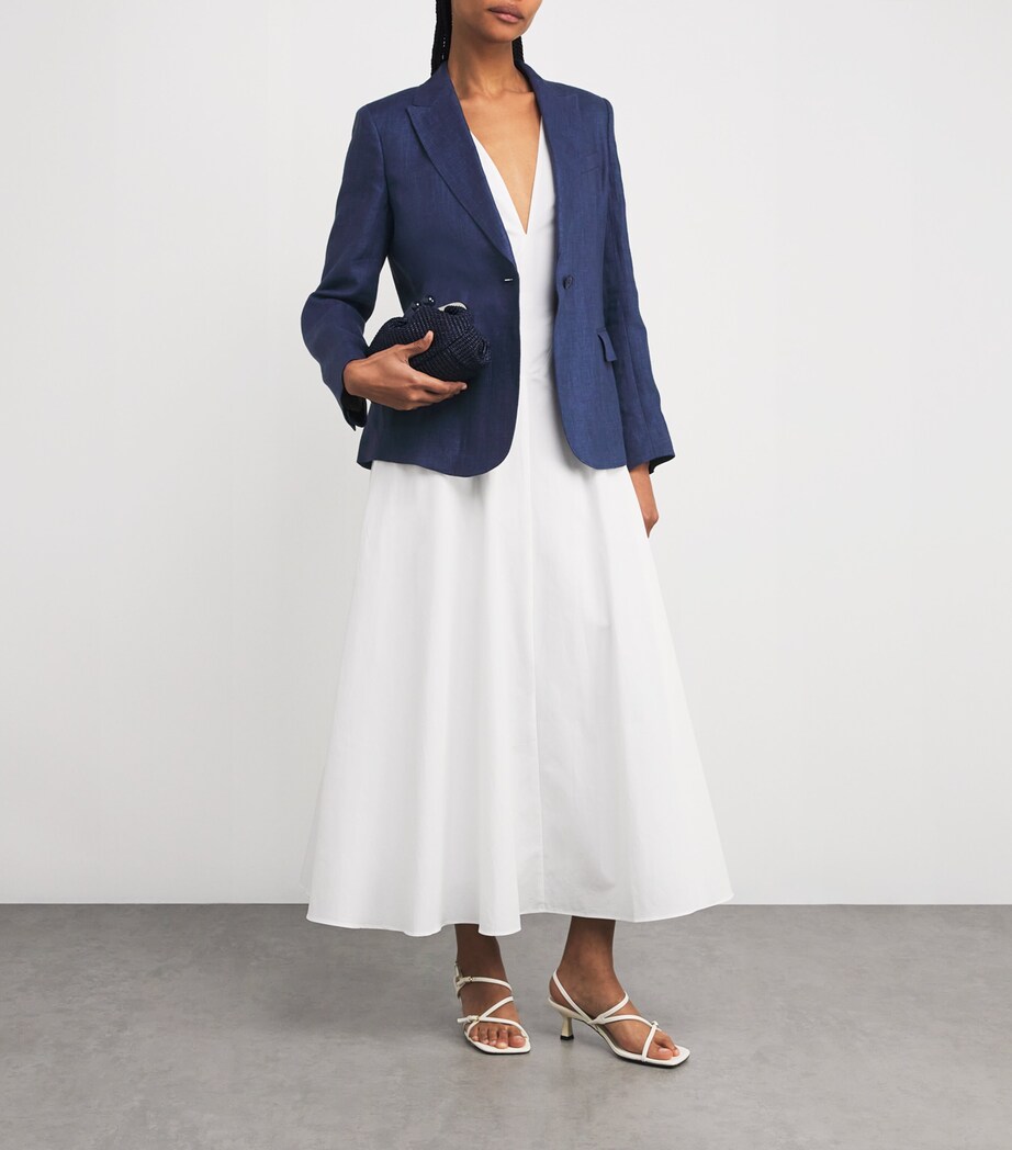 Linen Single-Breasted Blazer NAVY Image 2