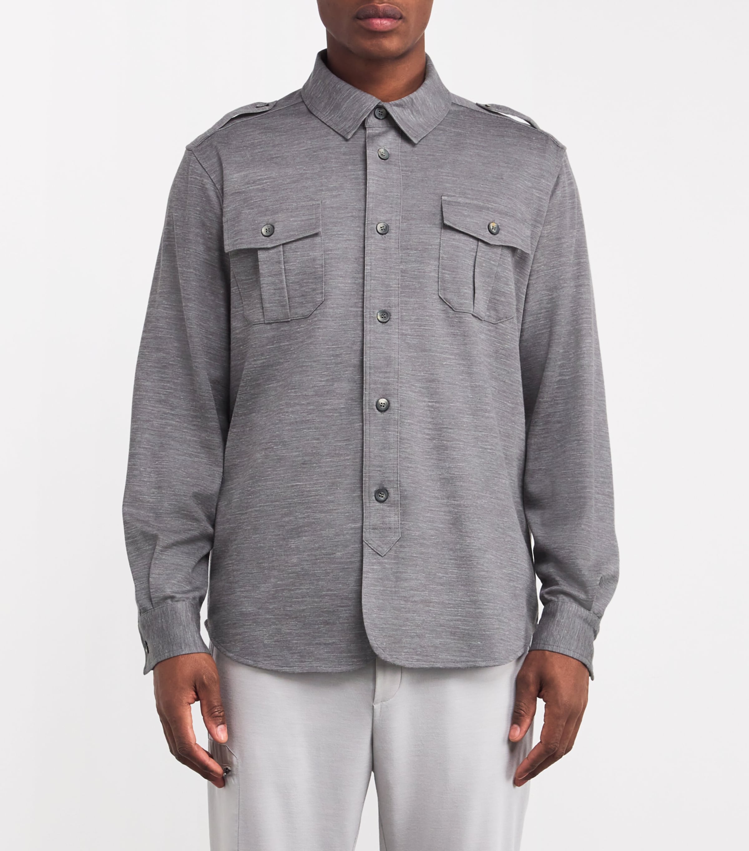 Wool-Silk-Blend Overshirt N55-LEAD GREY Image 3