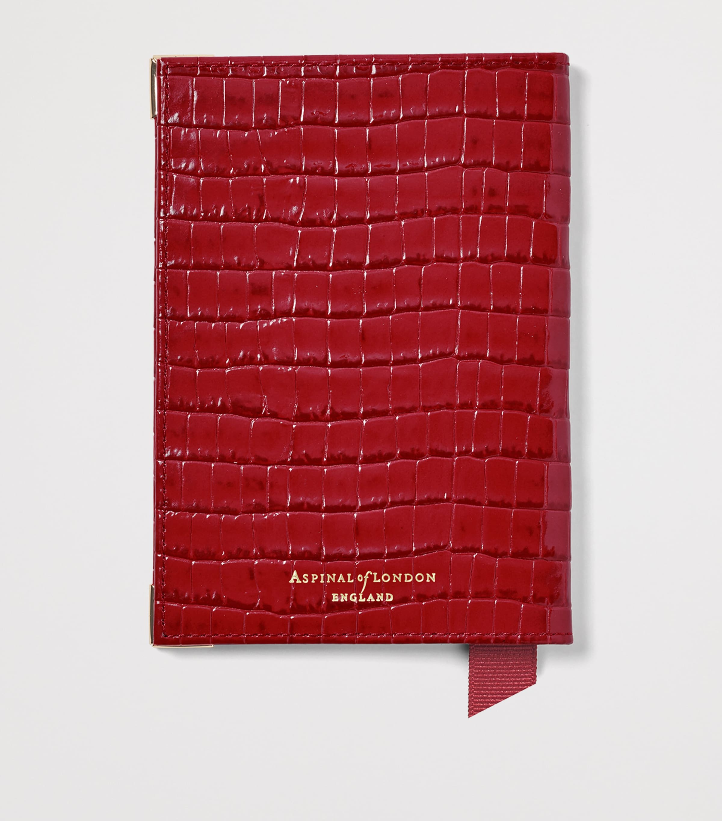 Aspinal Of London Croc-Embossed Leather Passport Cover Cherry Image 2