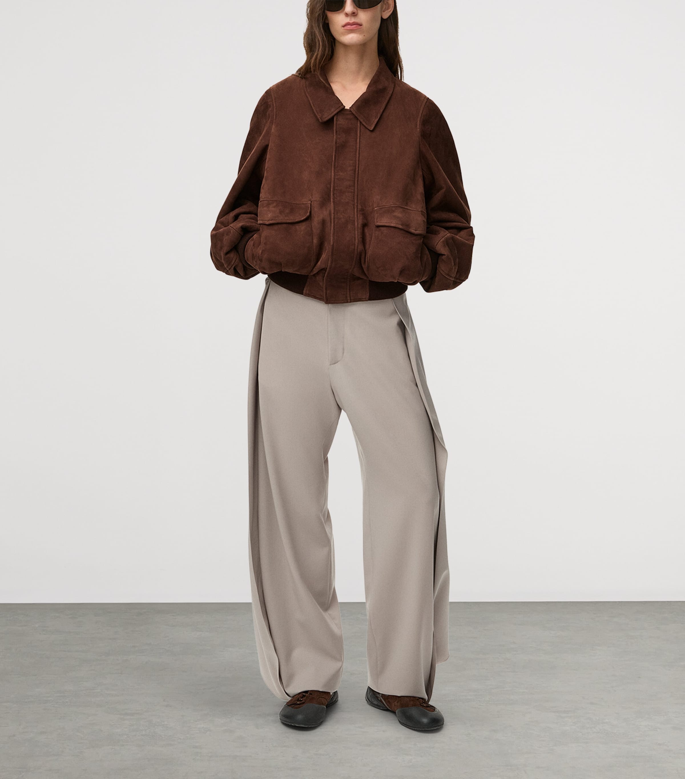 Leather-Blend Bomber Jacket DARK BROWN Image 2