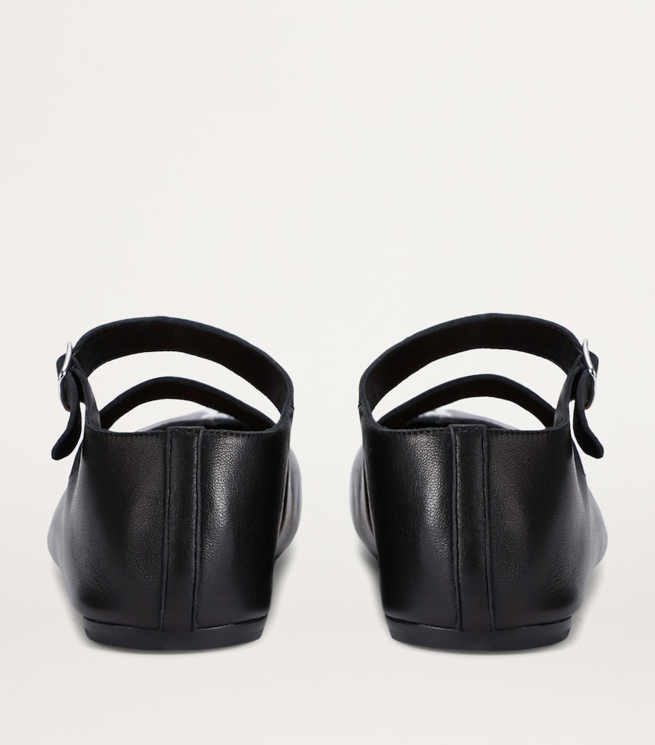Maison Margiela Leather Tabi Strap Ballerina Flats Black Image 5