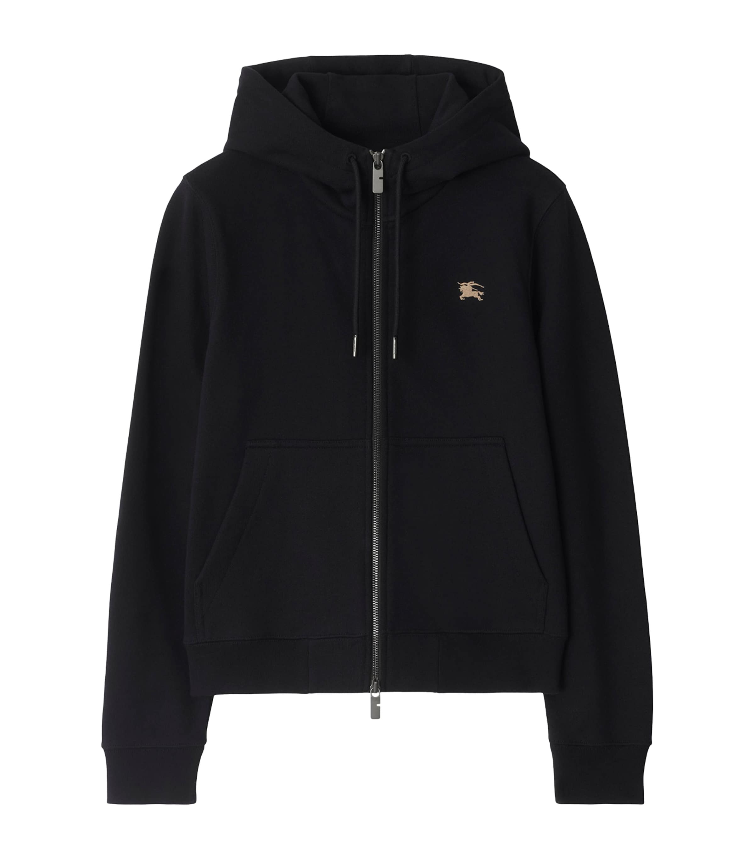 Burberry Womens Brand-embroidery Regular-fit Cotton-jersey Hoody Black In Black