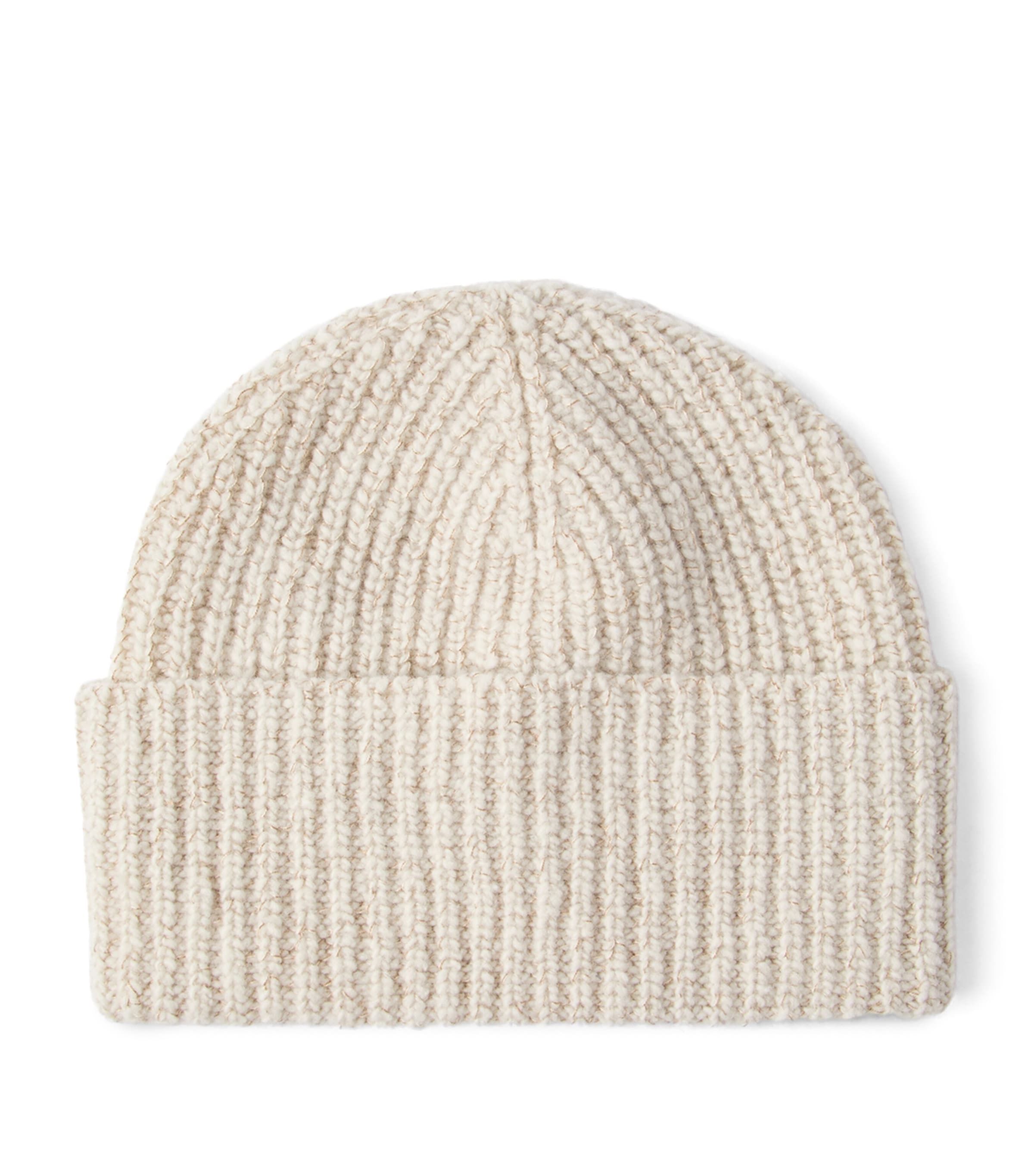 Brunello Cucinelli Virgin Wool-silk-cashmere Ribbed Beanie In White