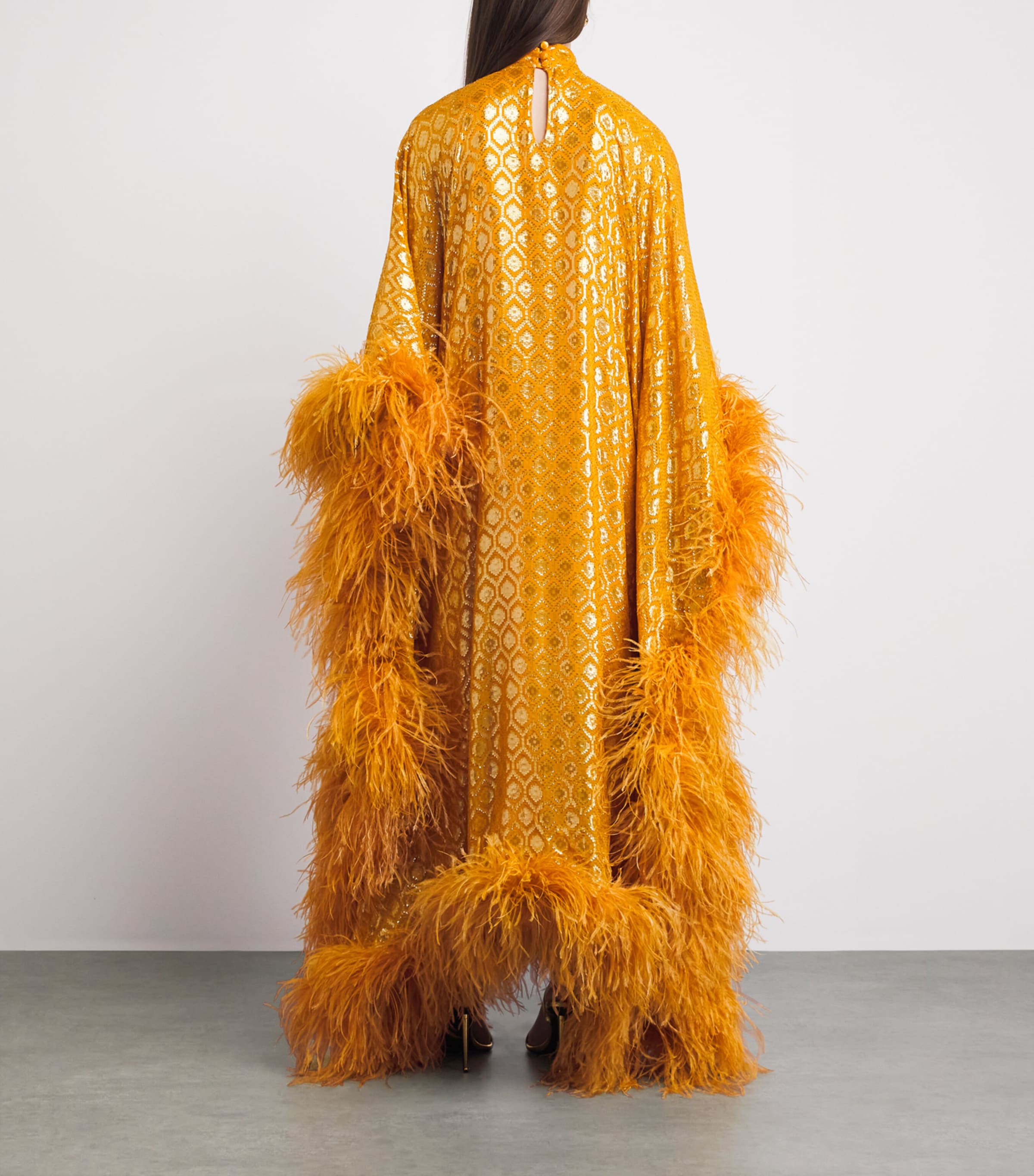 Taller Marmo Womens Sequin Casta Diva Opulence Gown Marigold Image 4