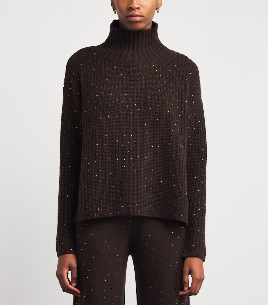 Wool-Cashmere Crystal-Embellished Sweater 49 CHOCOLATE Image 3