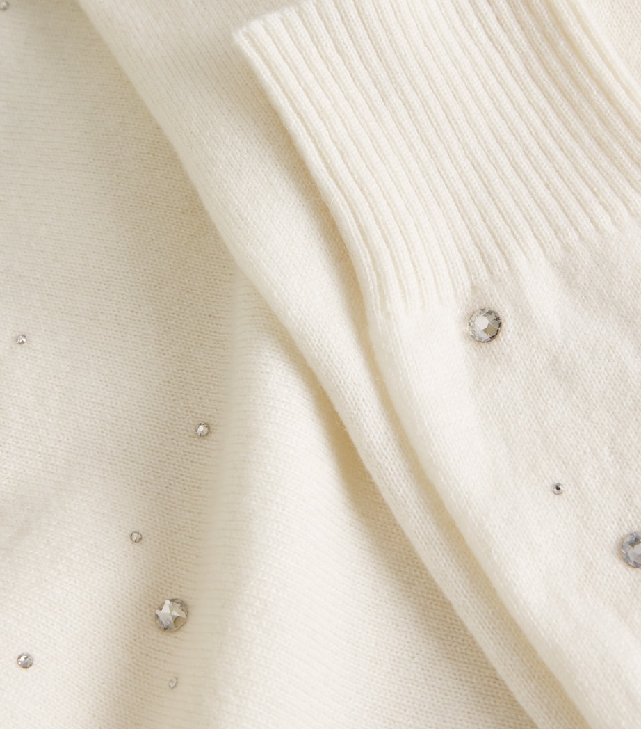 Cashmere Crystal-Embellished Sweater WINTER WHITE/SI Image 5