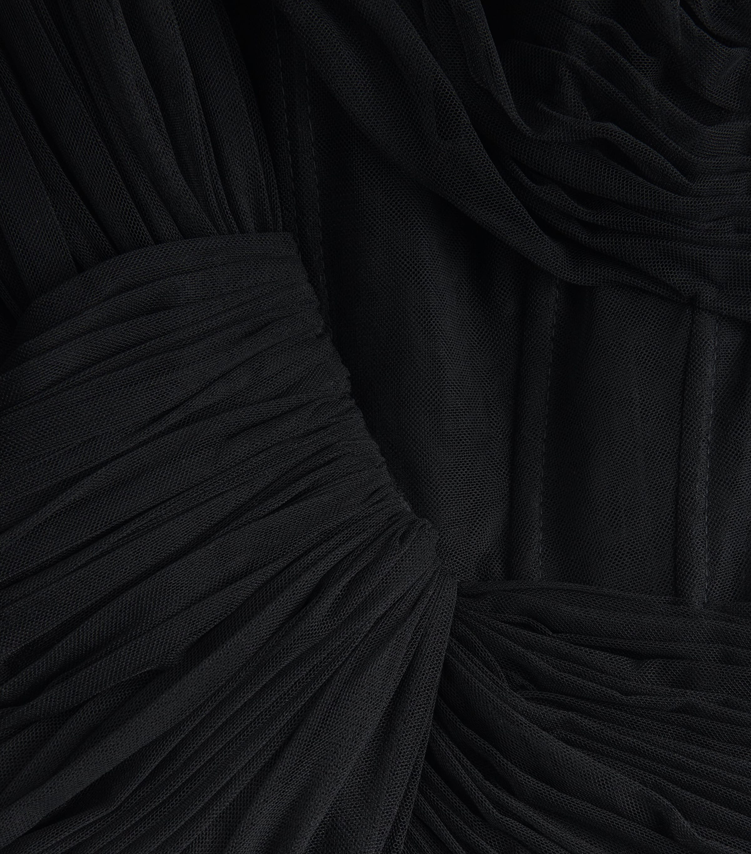 Sandra Mansour Womens Tulle One-Shoulder Gown Black Image 6