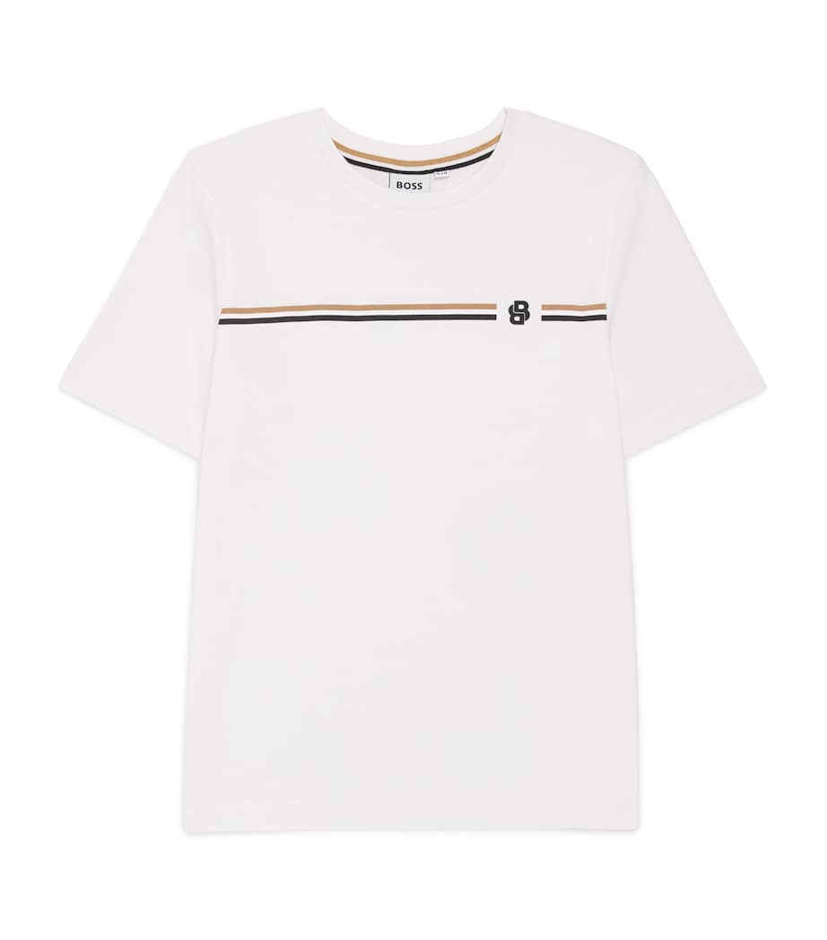 BOSS Kidswear Cotton Stripe Logo T-Shirt (4-16 Years) White Image 1