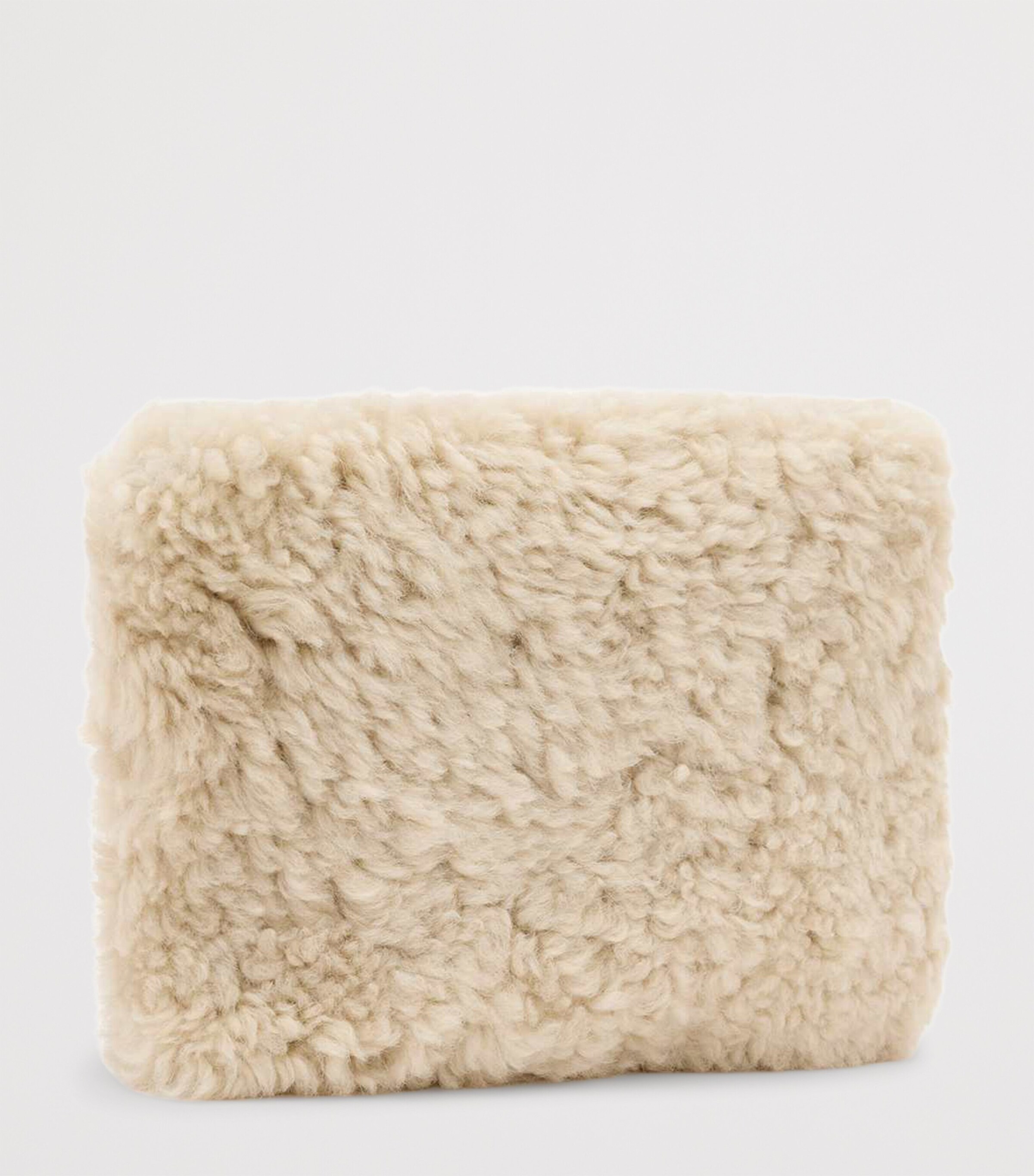 AllSaints Shearling Bettina Clutch Bag Natural Image 3
