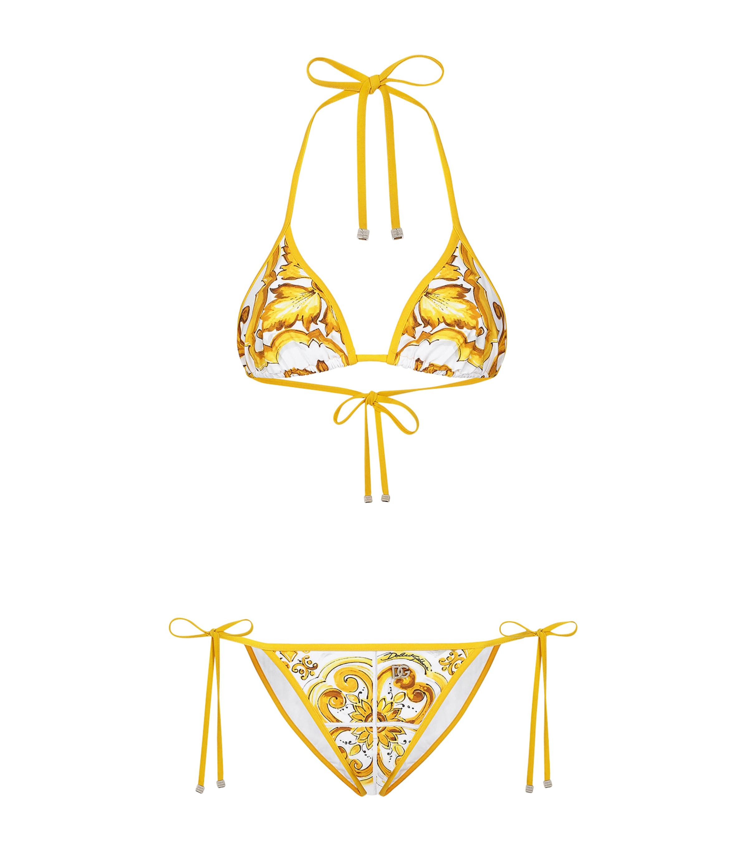 Dolce & Gabbana Sliding Triangle Bikini In Yellow