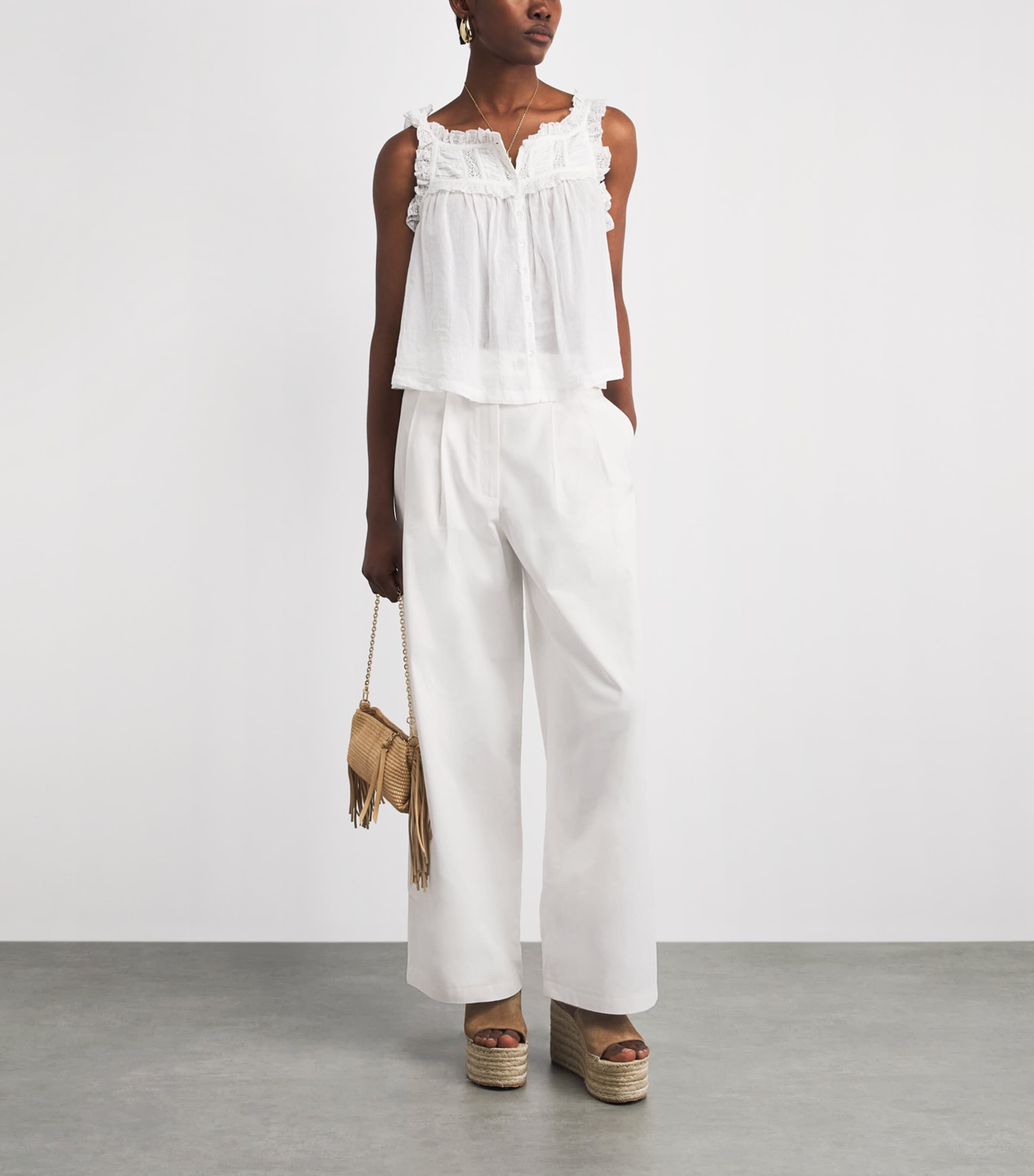 DÔEN Womens Cotton Twill Lisa Trousers Salt Image 2