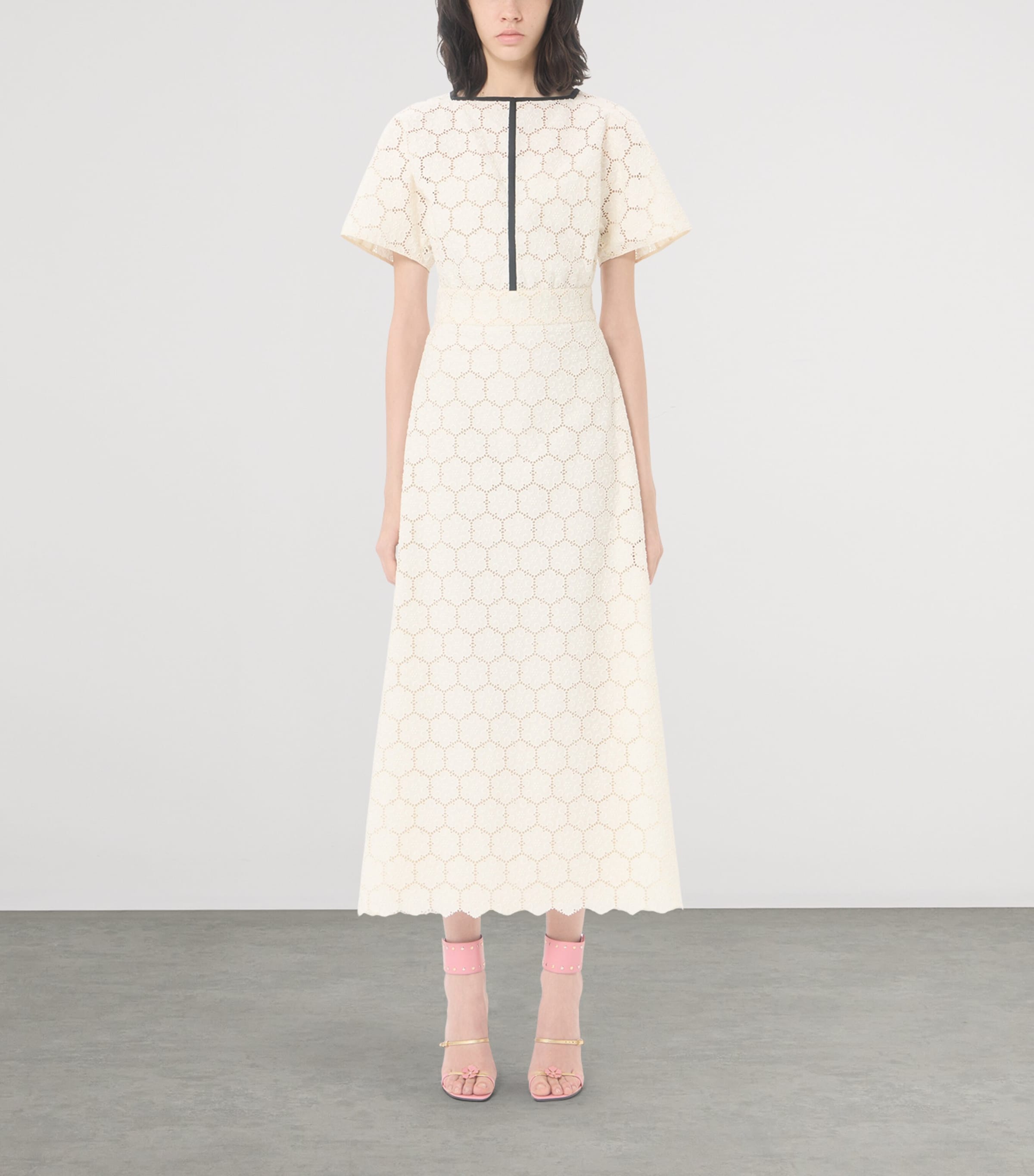 Valentino Womens Cotton Fleurs à Jours Midi Dress Cbj Image 3