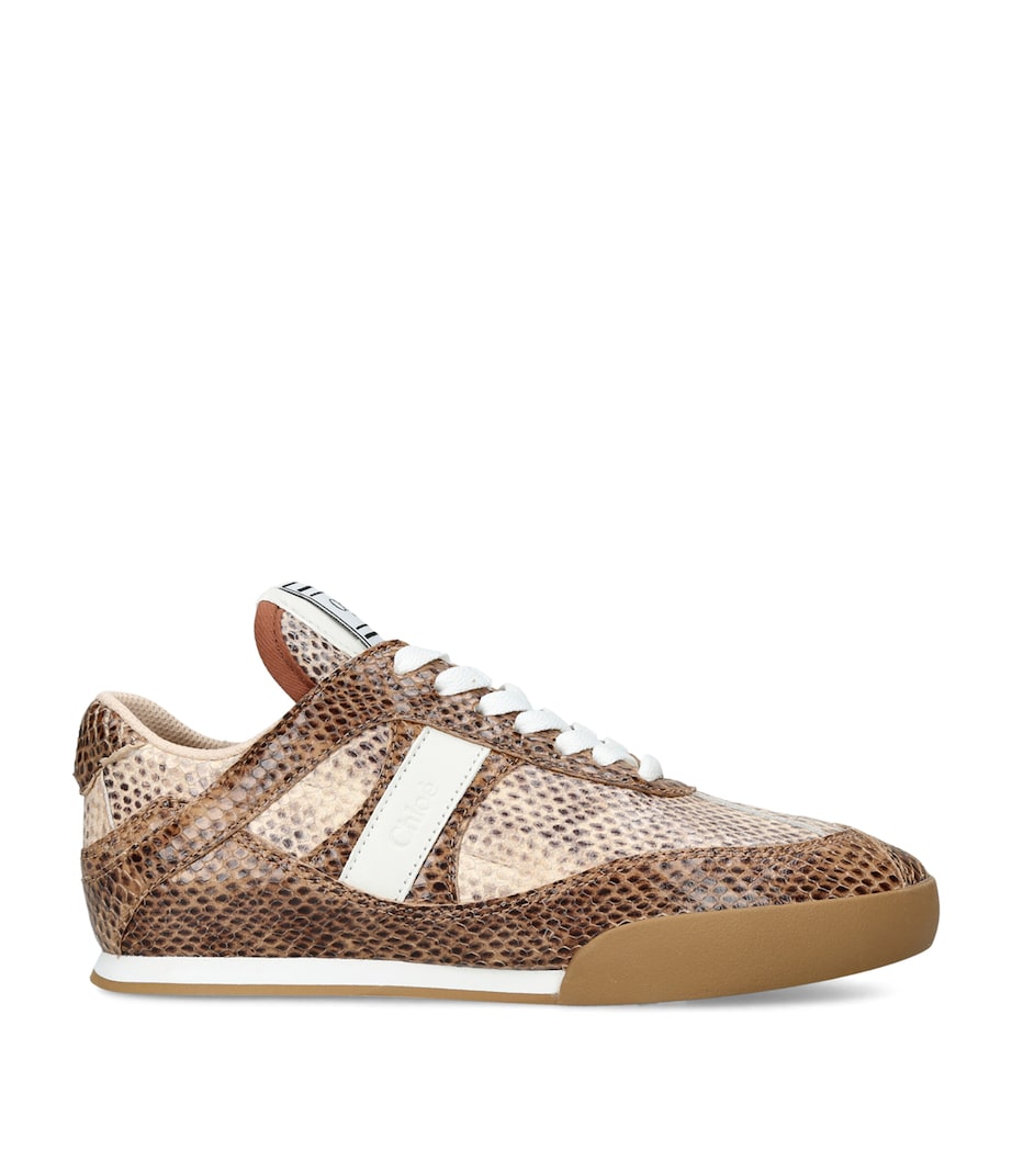 Chloé Snake-Embossed Leather Kick Sneakers Brown/oth Image 1