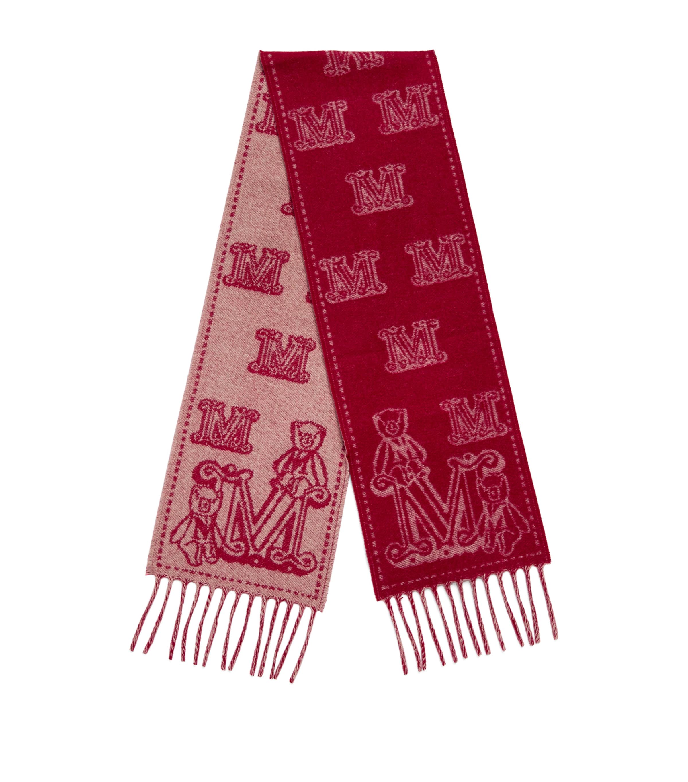 Max Mara Cashmere Jacquard Monogram Scarf In Red