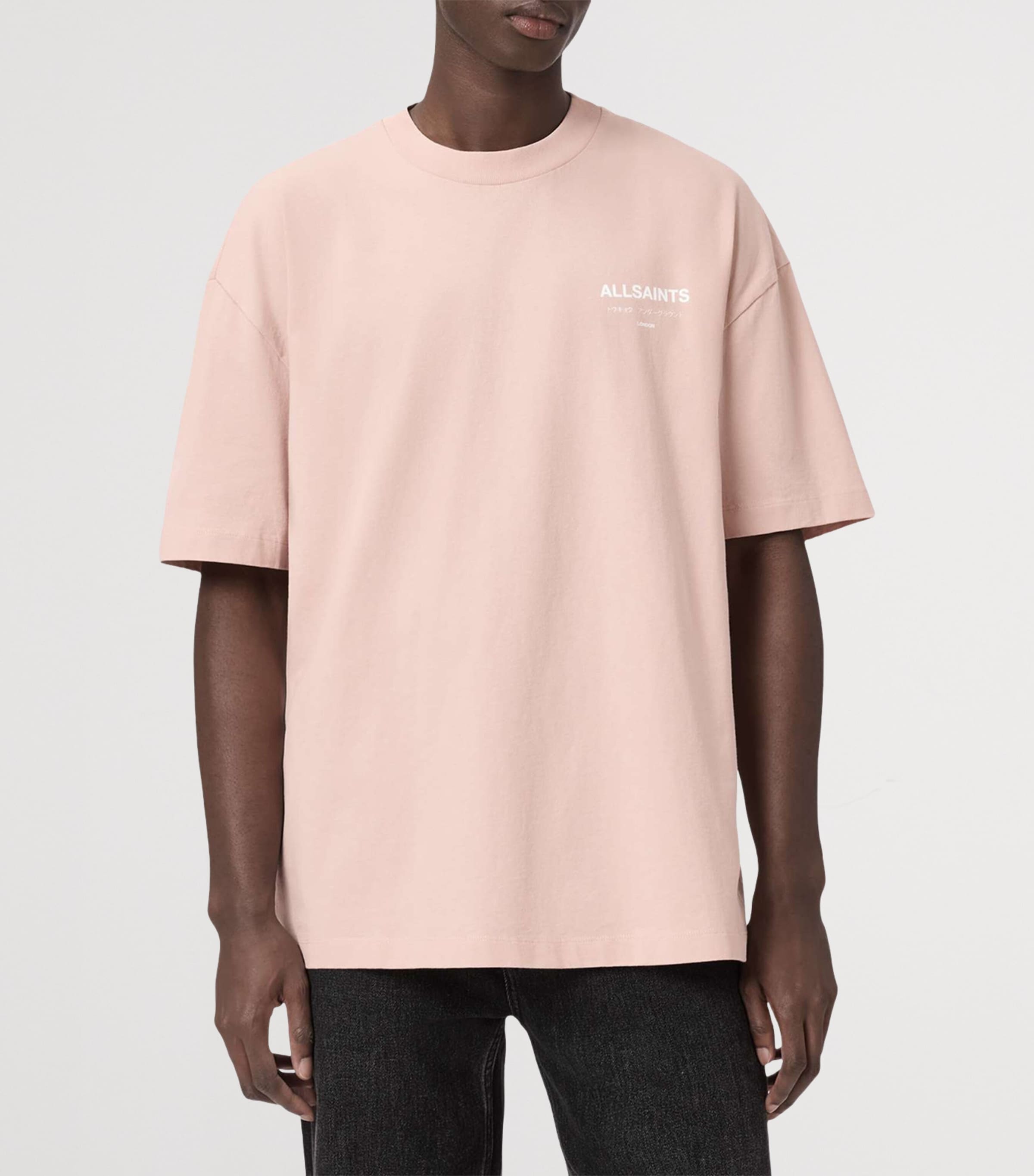 AllSaints Mens Organic Cotton Underground T-Shirt Sunbaked Pink Image 3
