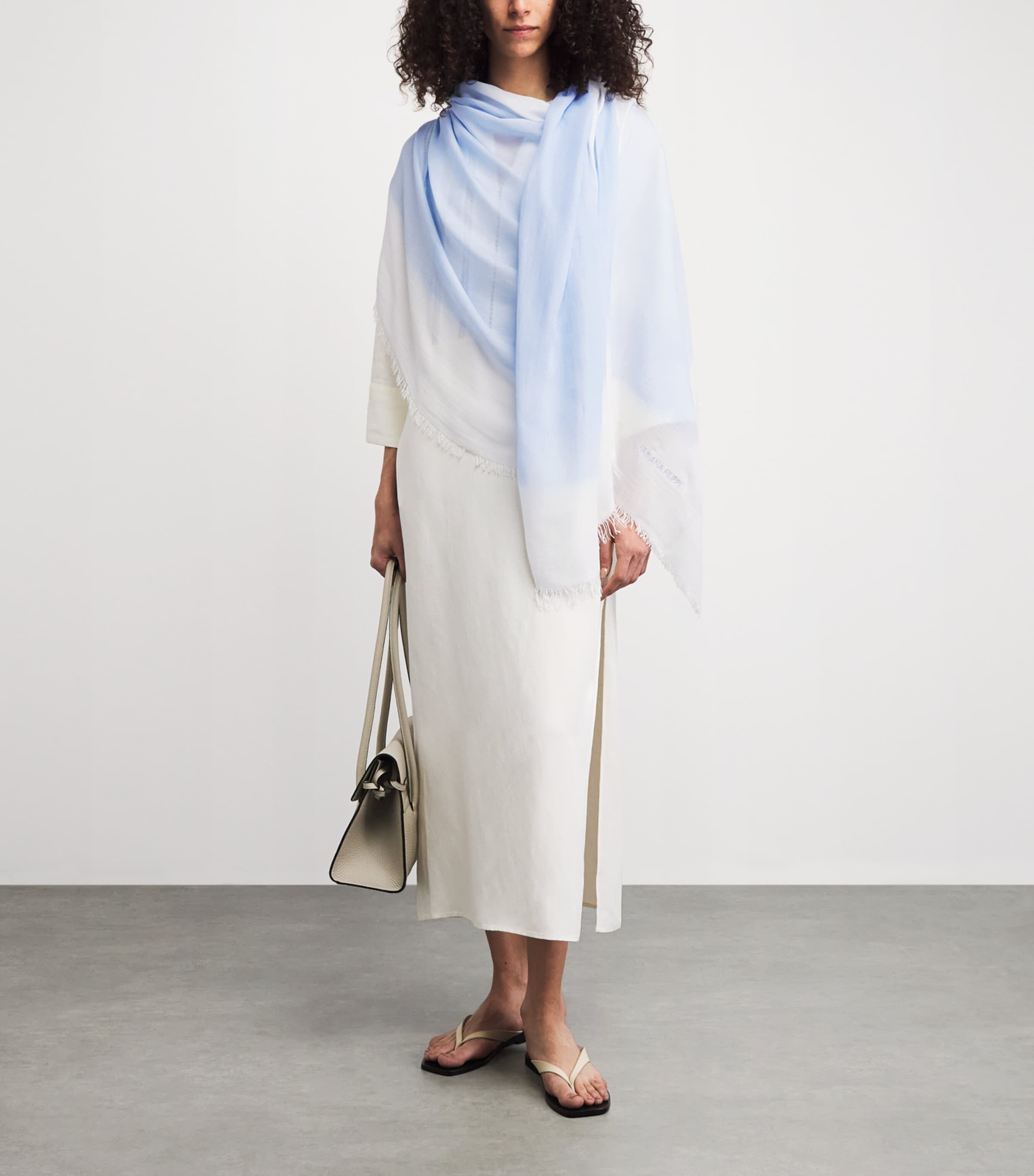 Fabiana Filippi Fringed Shawl Azzurro/burro Image 2