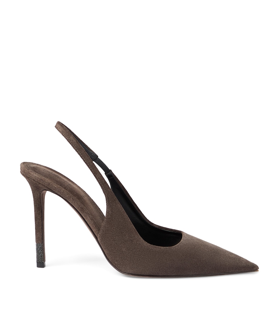 Suede Monili-Detail Slingback Pumps C7284 Image 1