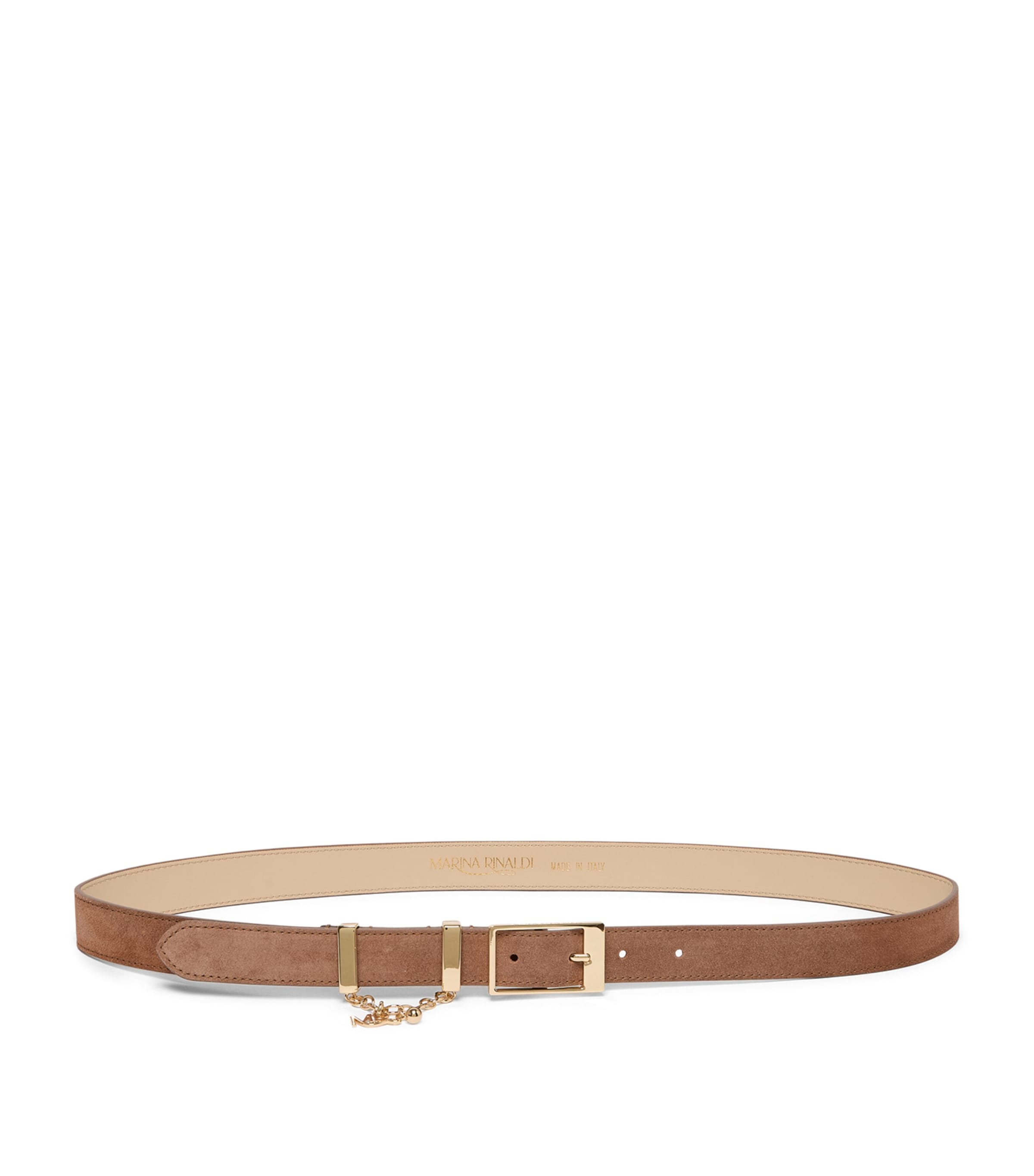 Marina Rinaldi Suede Logo Chain Belt Brown Image 1