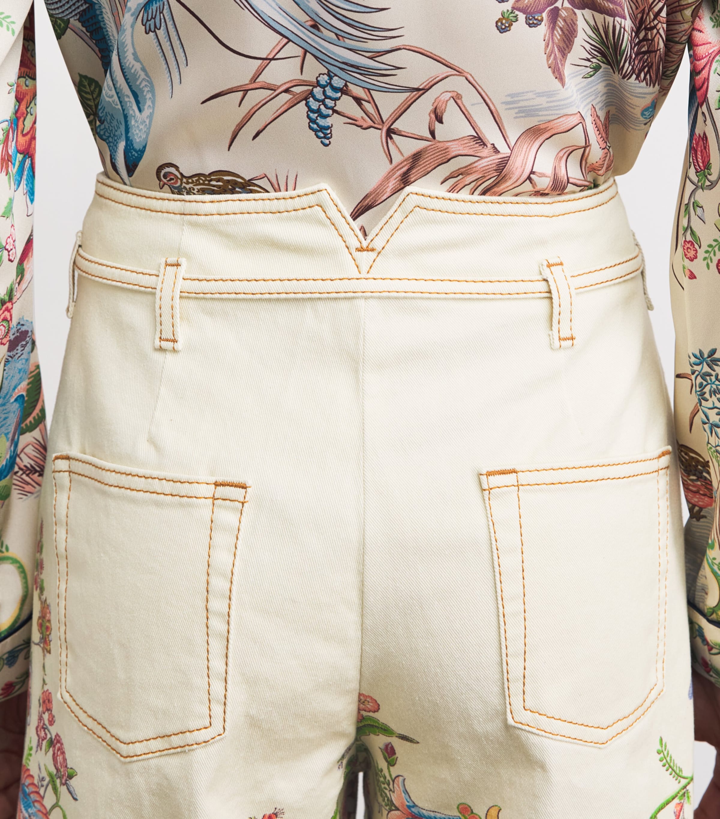 Etro Womens Bow-Tie Botanical Wide-Leg Jeans Print Wht Base Image 3