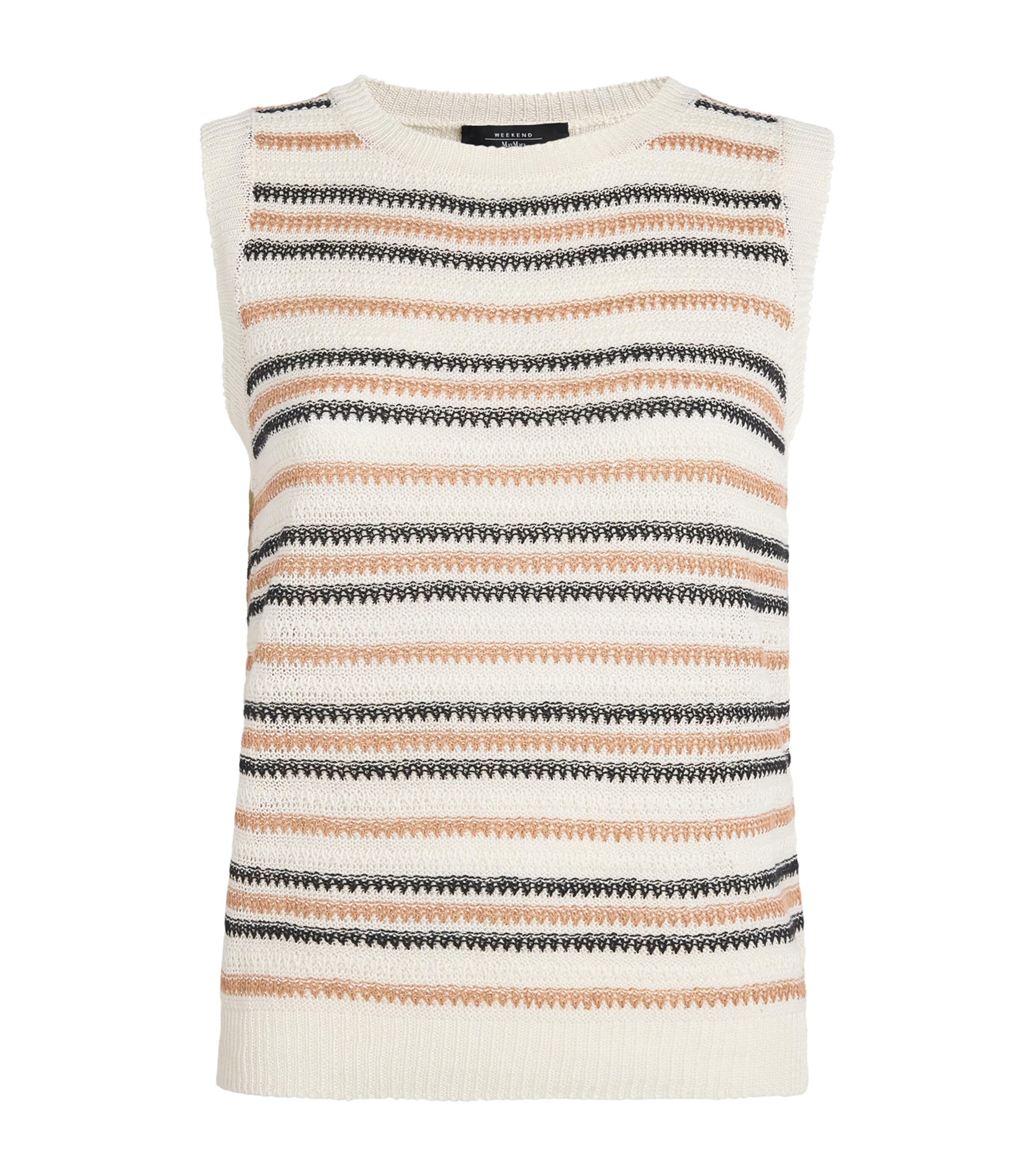 Linen Striped Sweater Vest DESERT Image 1