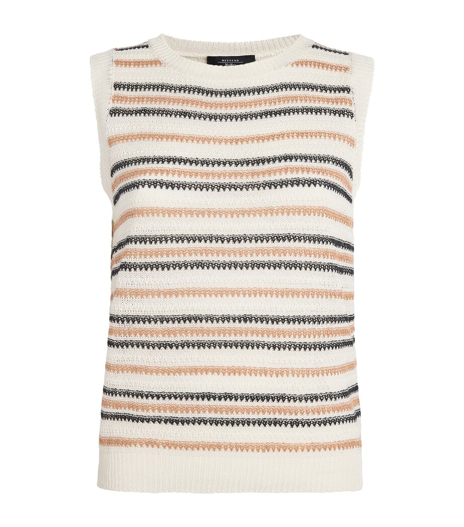 Linen Striped Sweater Vest DESERT Image 1