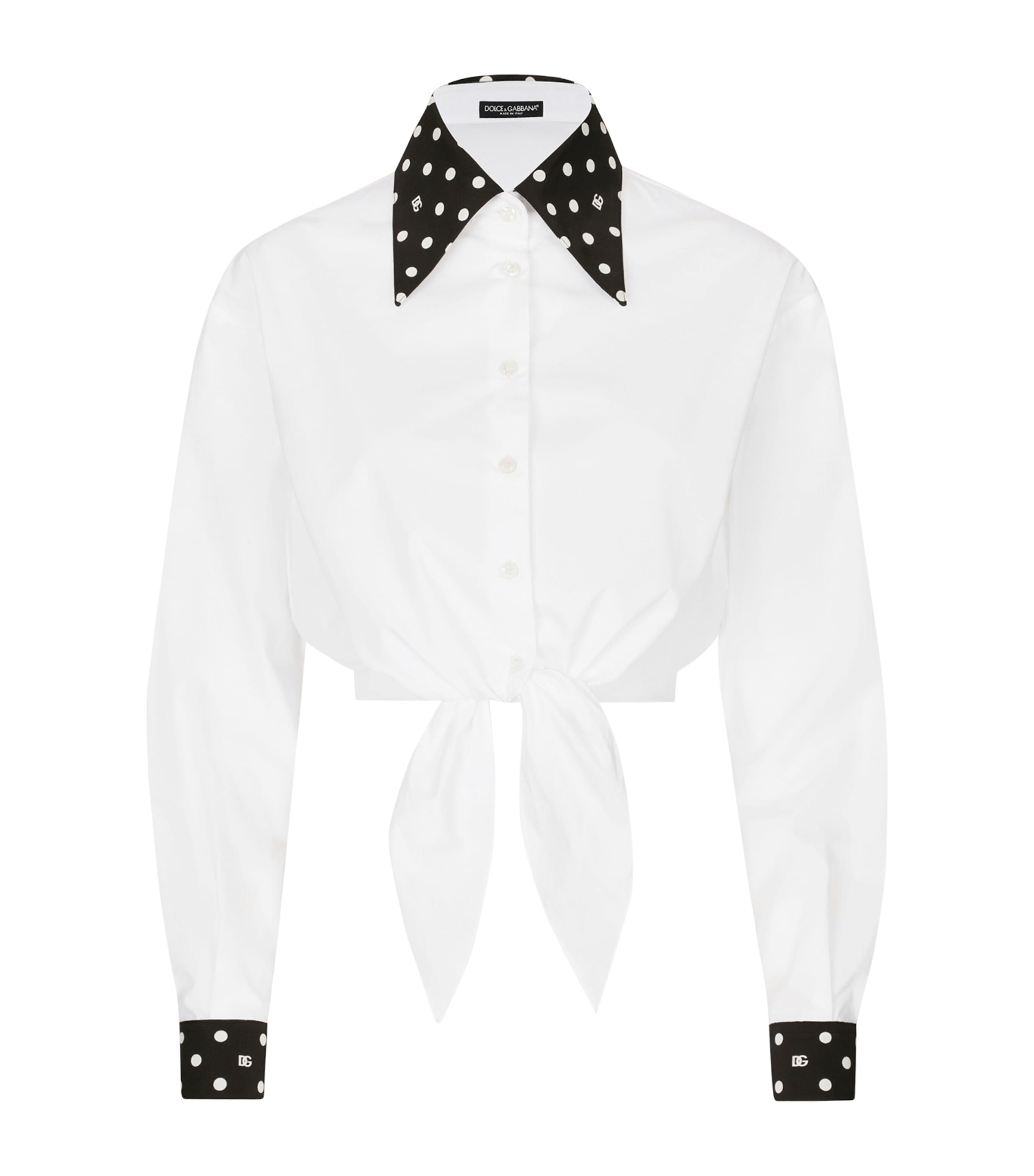 DOLCE & GABBANA POLKA-DOT-TRIM SHIRT