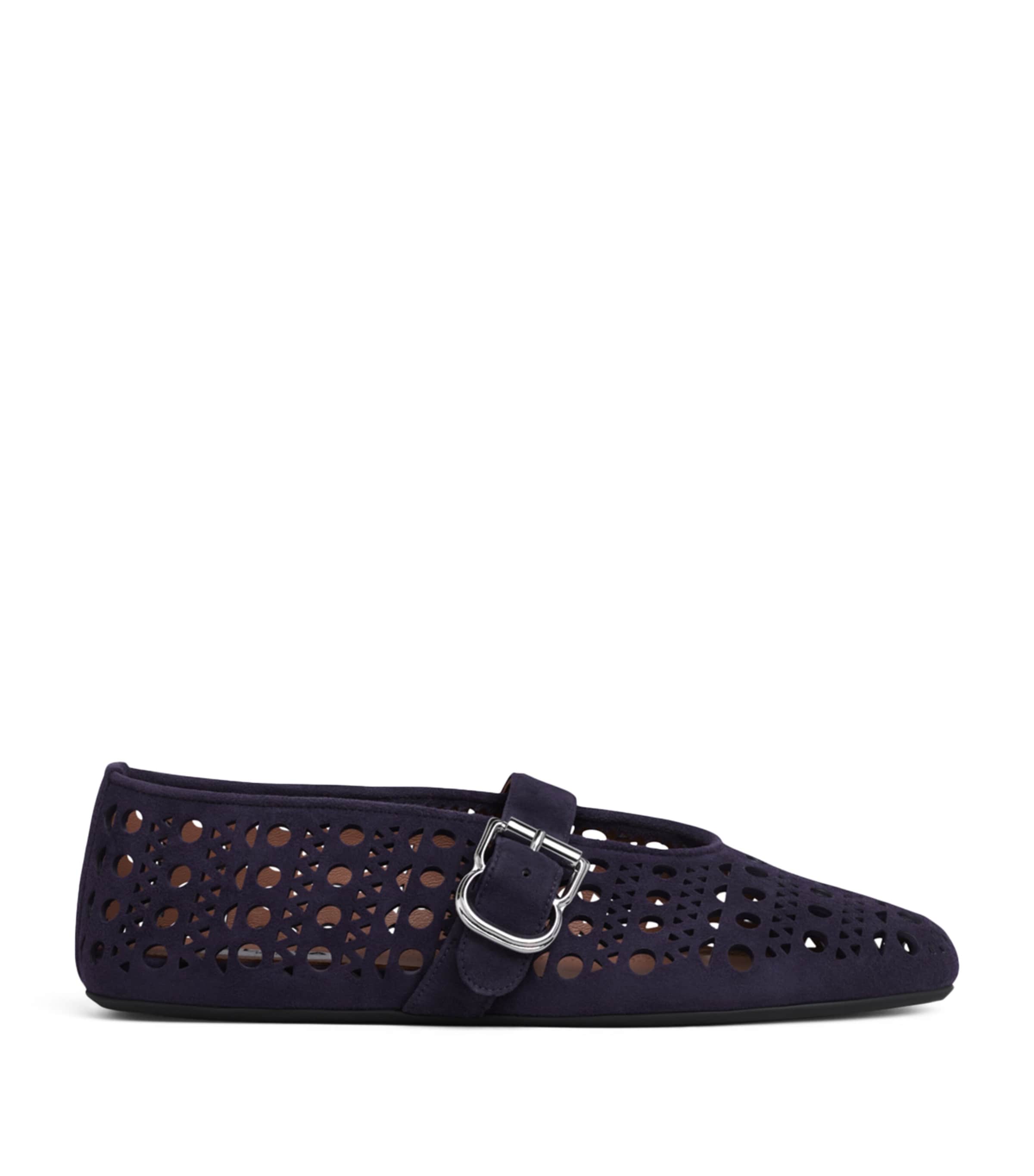Alaïa Womens Suede Vienne Ballet Flats Aubergine Image 1