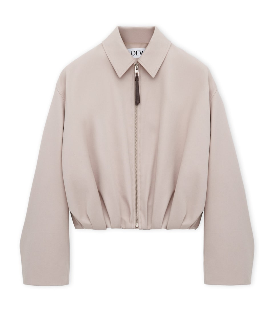 Cotton-Silk Draped Bomber Jacket