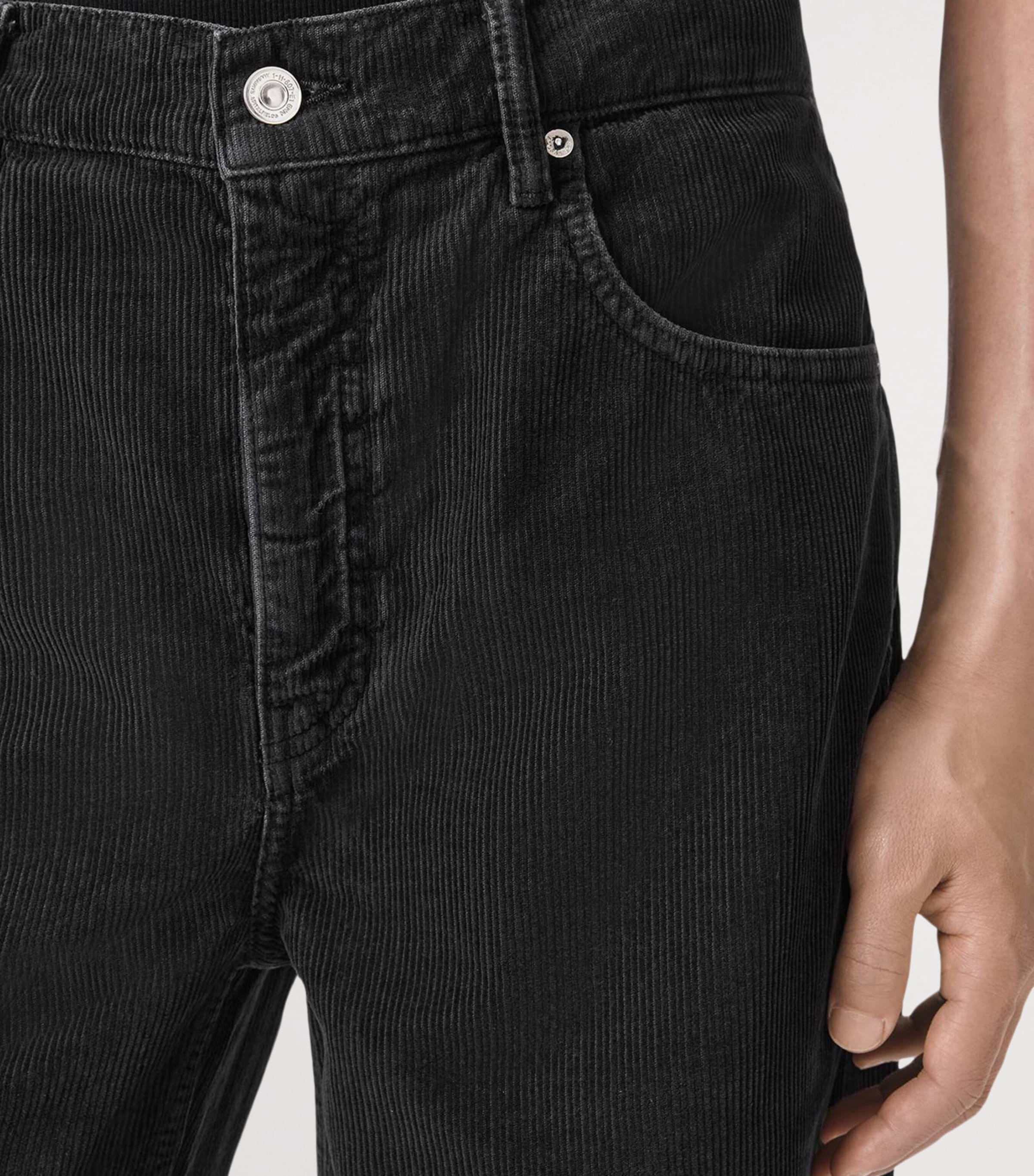 AllSaints Mens Croduroy Lenny Wide-Leg Jeans Navy Blue Image 7