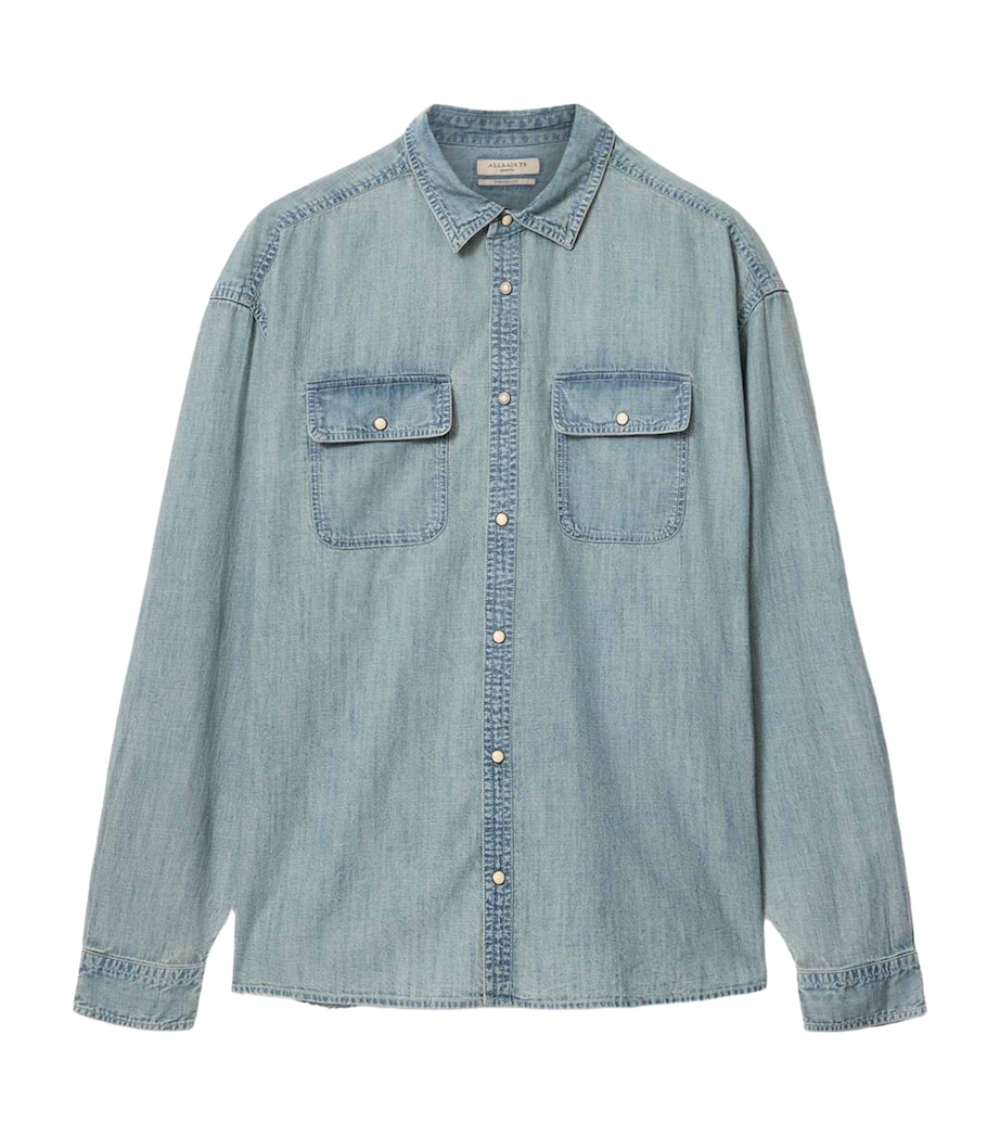 AllSaints Mens Oversized Gribbs Shirt Faded Indigo Image 1