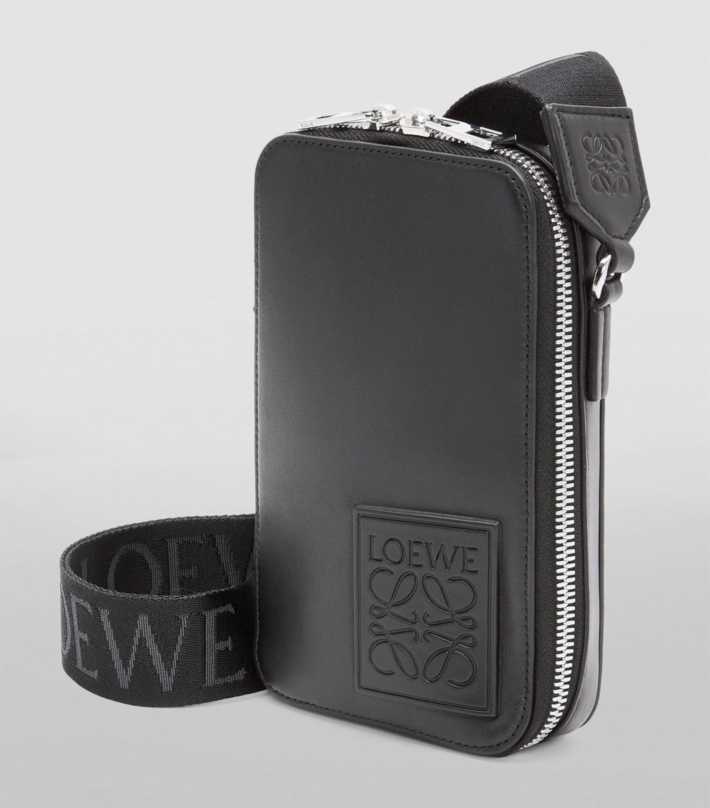 Leather Vertical Pocket Cross-Body Bag BLACK Image 5