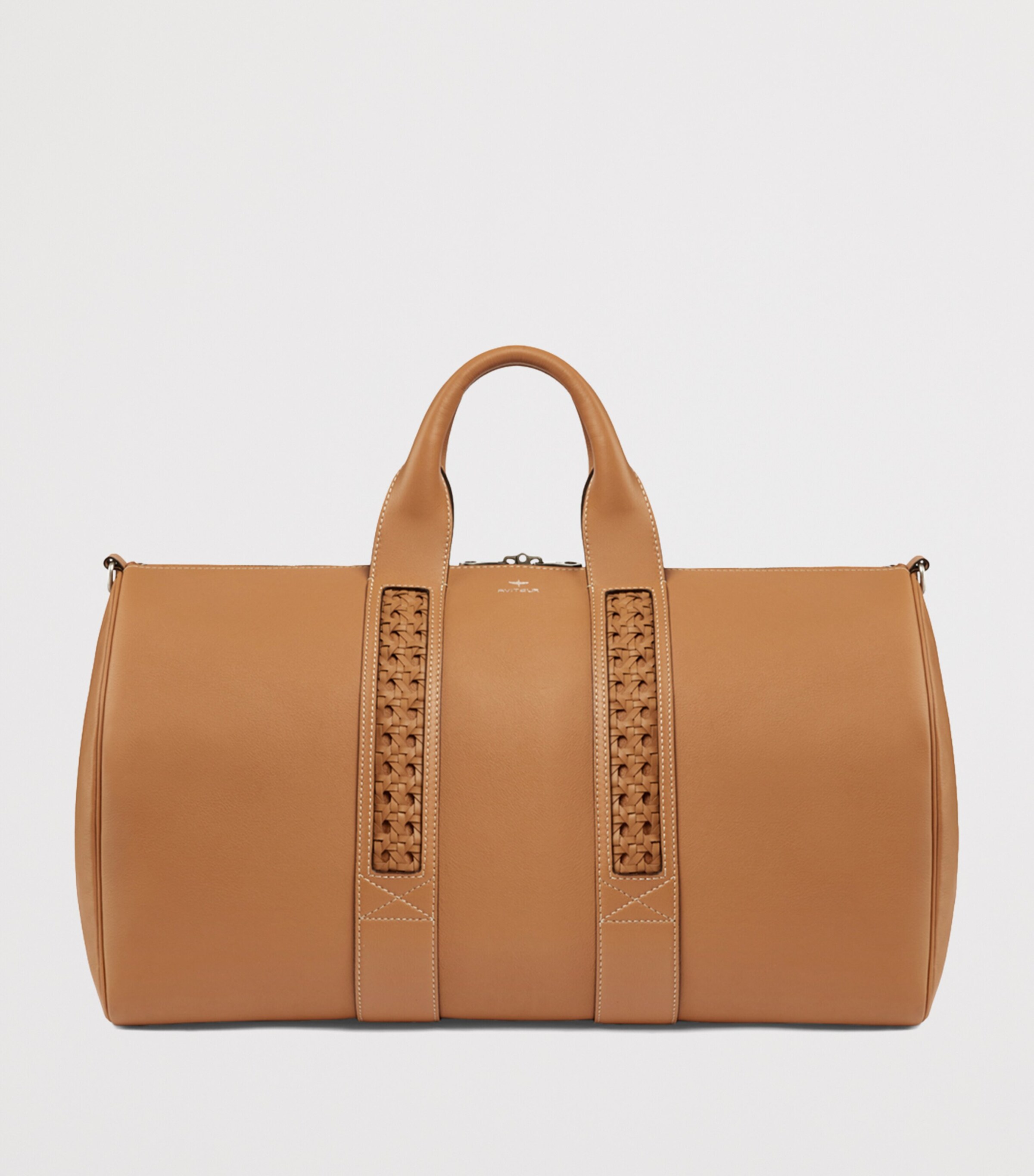 Leather Woven-Detail Holdall WALNUT Image 3