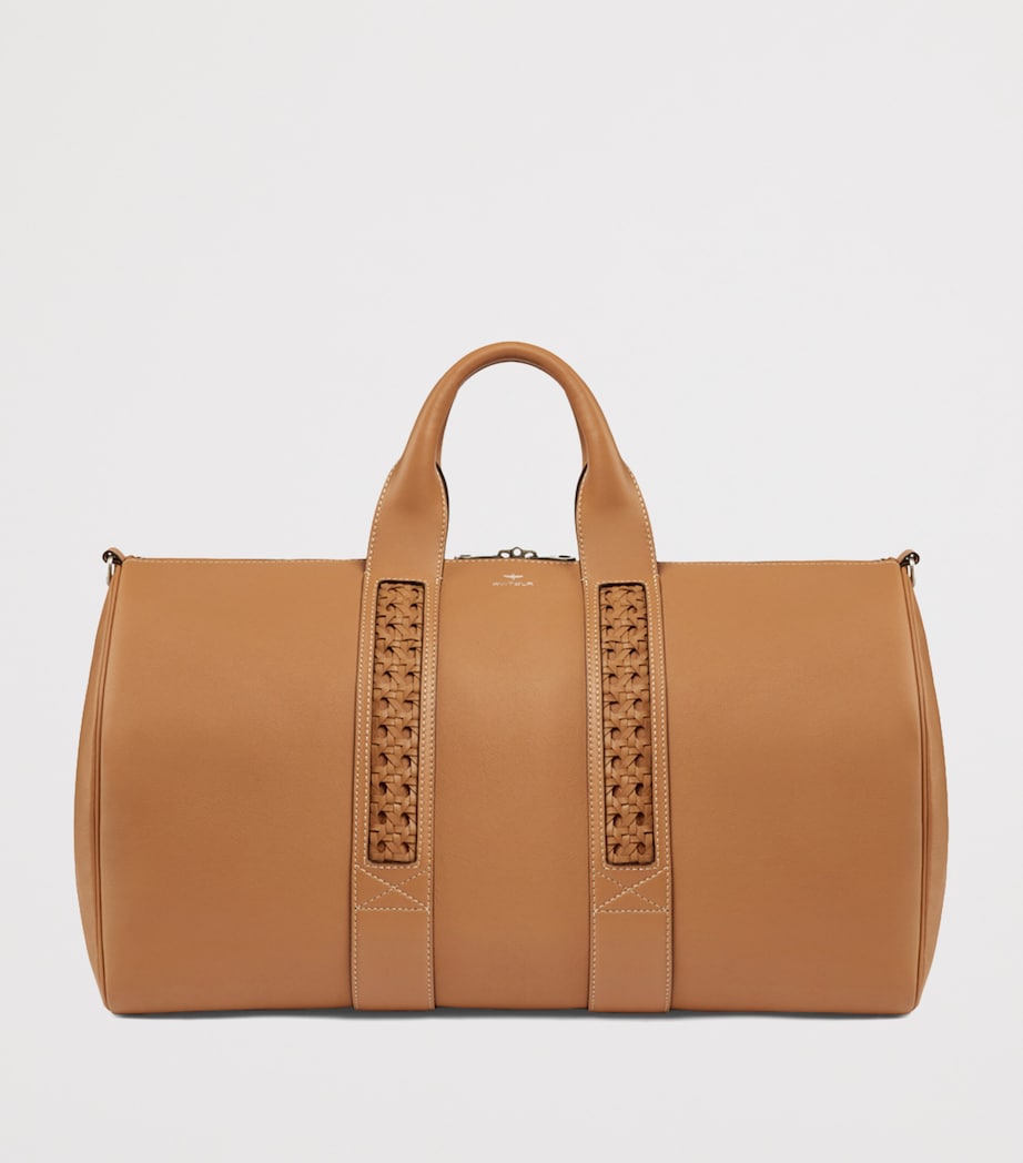 Leather Woven-Detail Holdall WALNUT Image 3